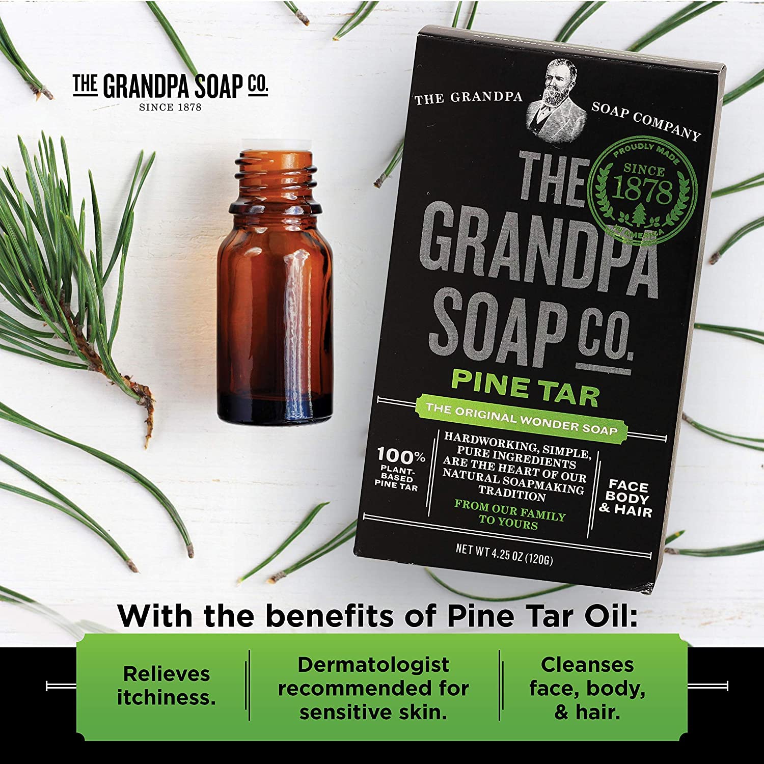 Grandpa'S Pine Tar Soap 4.25 Ounce (Pack Of 2)