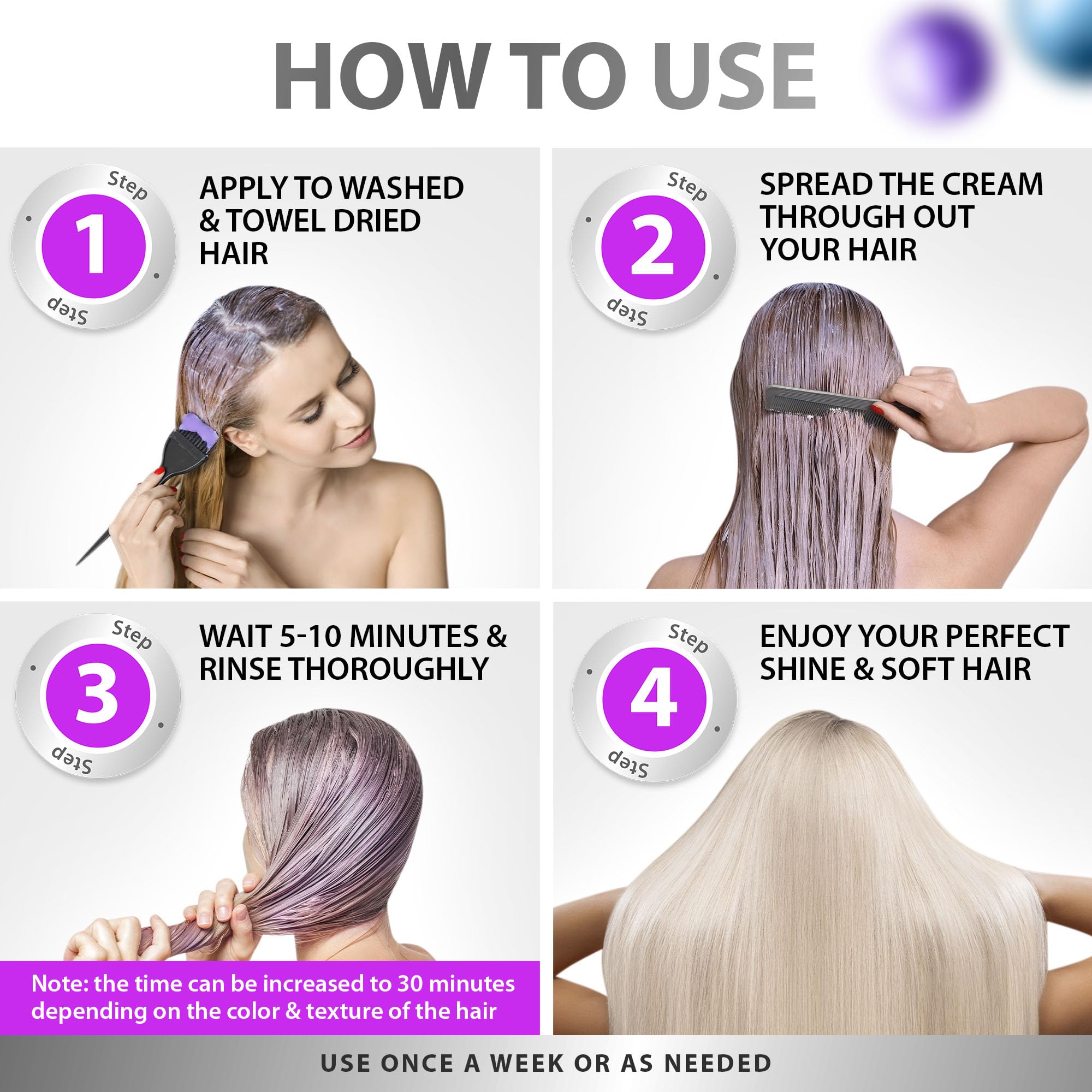 SUNATORIA NEW Keratin Purple Hair Mask- Blonde Hair Purple Toner - Repair & Nourishment Treatment for Bleached, Brassy Hair - No