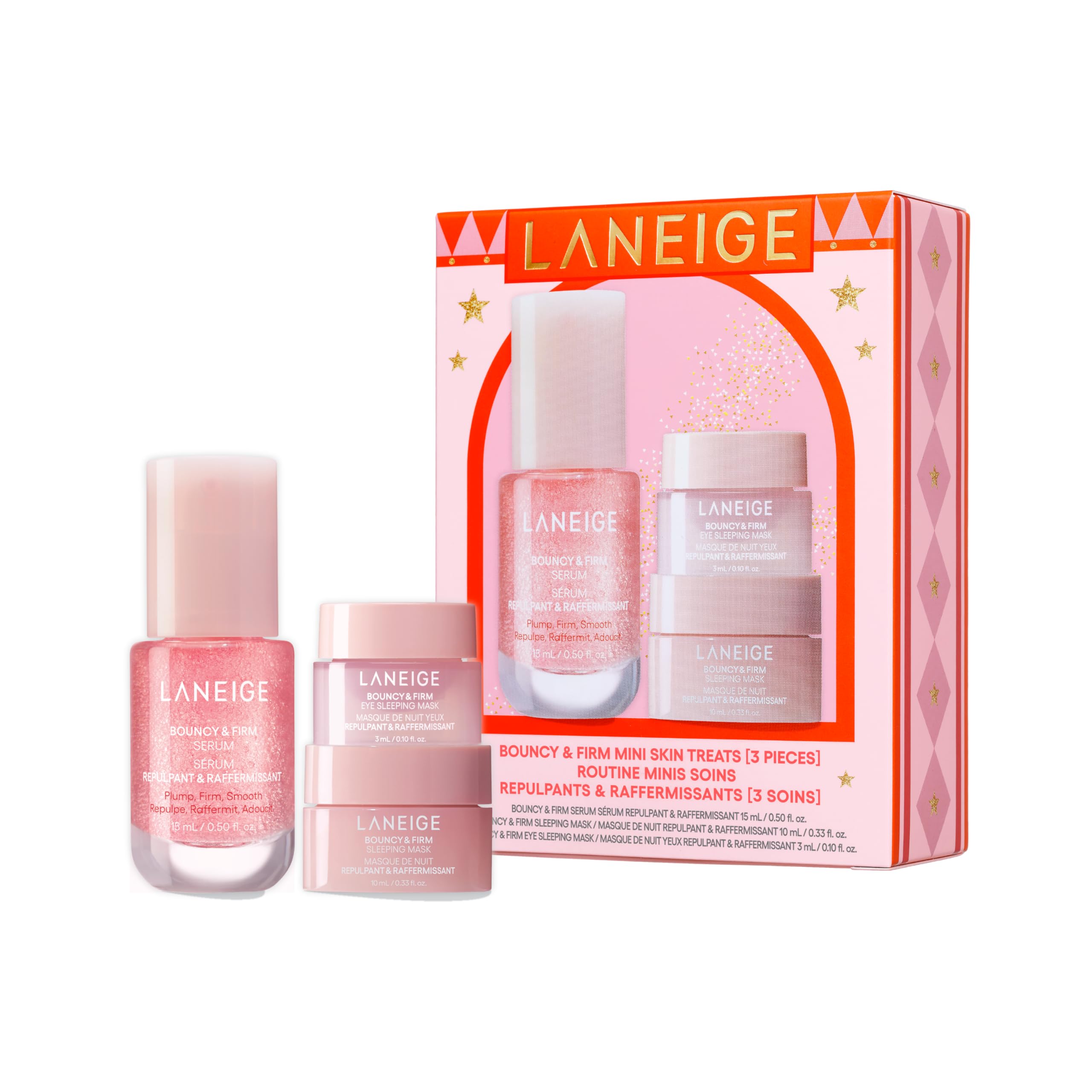 LANEIGE Bouncy & Firm Mini Skin Treats: Skincare Gift Set for Visibly Plump, Firm, & Glowing Skin