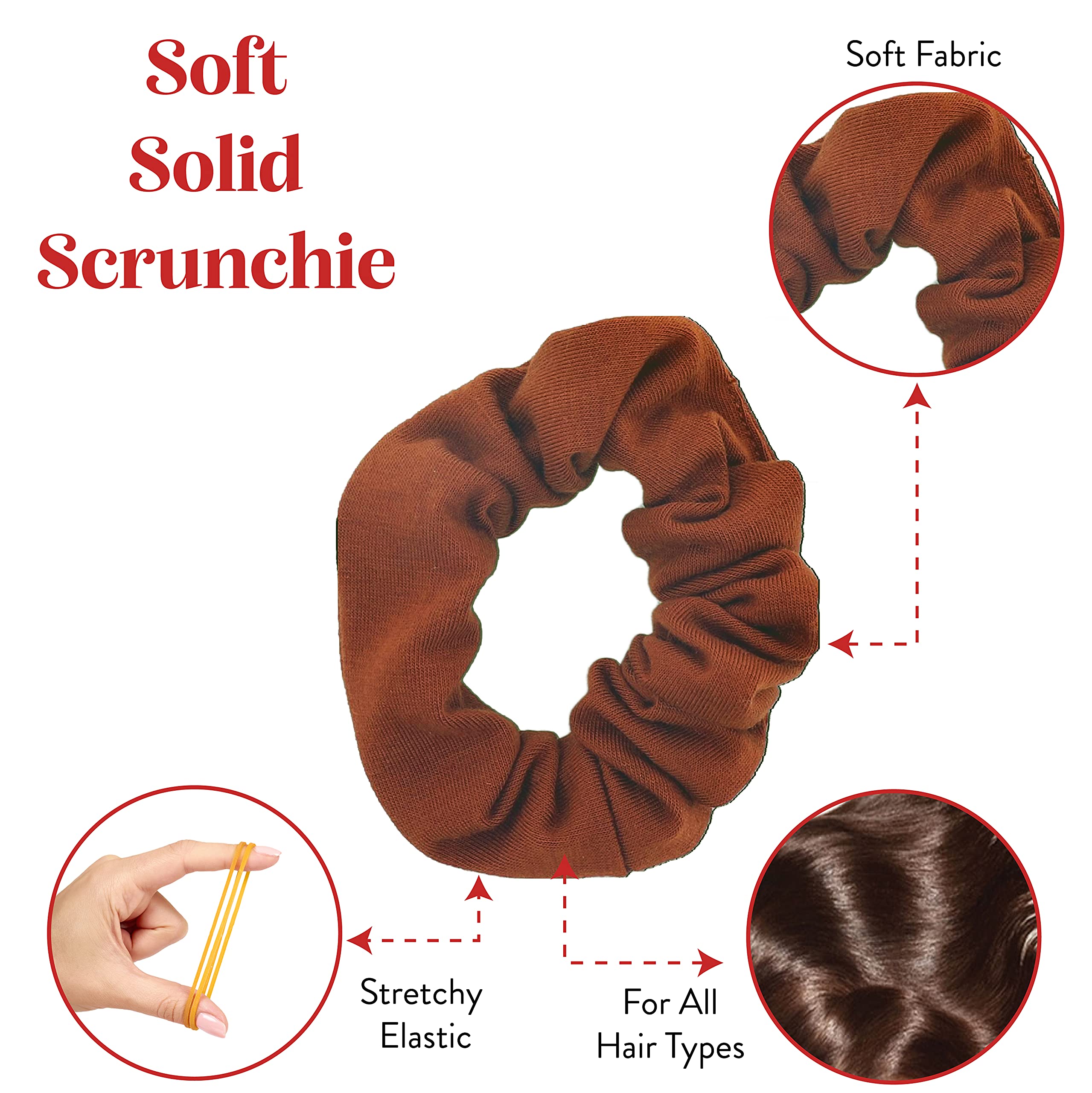 12 Pack Solid Hair Ties Scrunchies (Camel)