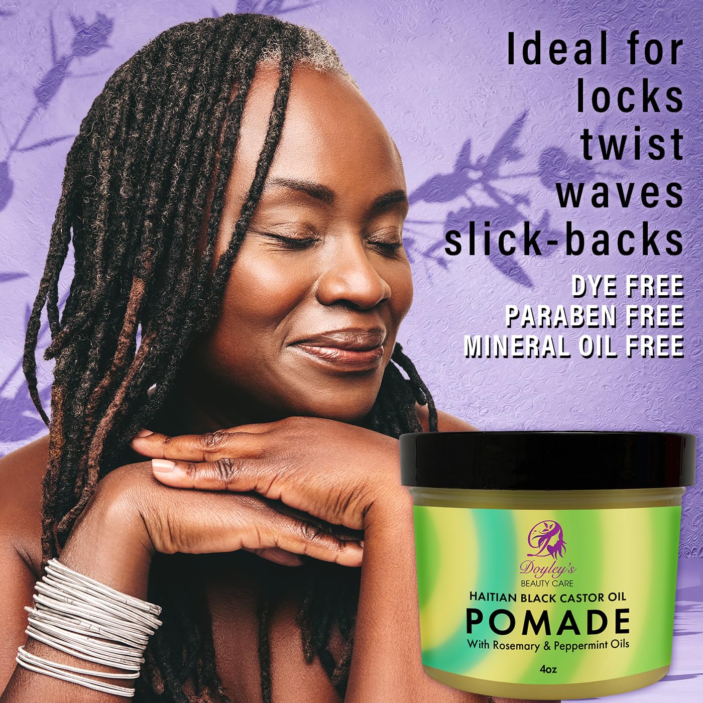 Doyley's Haitian Black Castor Oil Pomade 4oz with Rosemary and Peppermint Oils | For Hair Growth, Split Ends, Dry Scalp, Frizz C