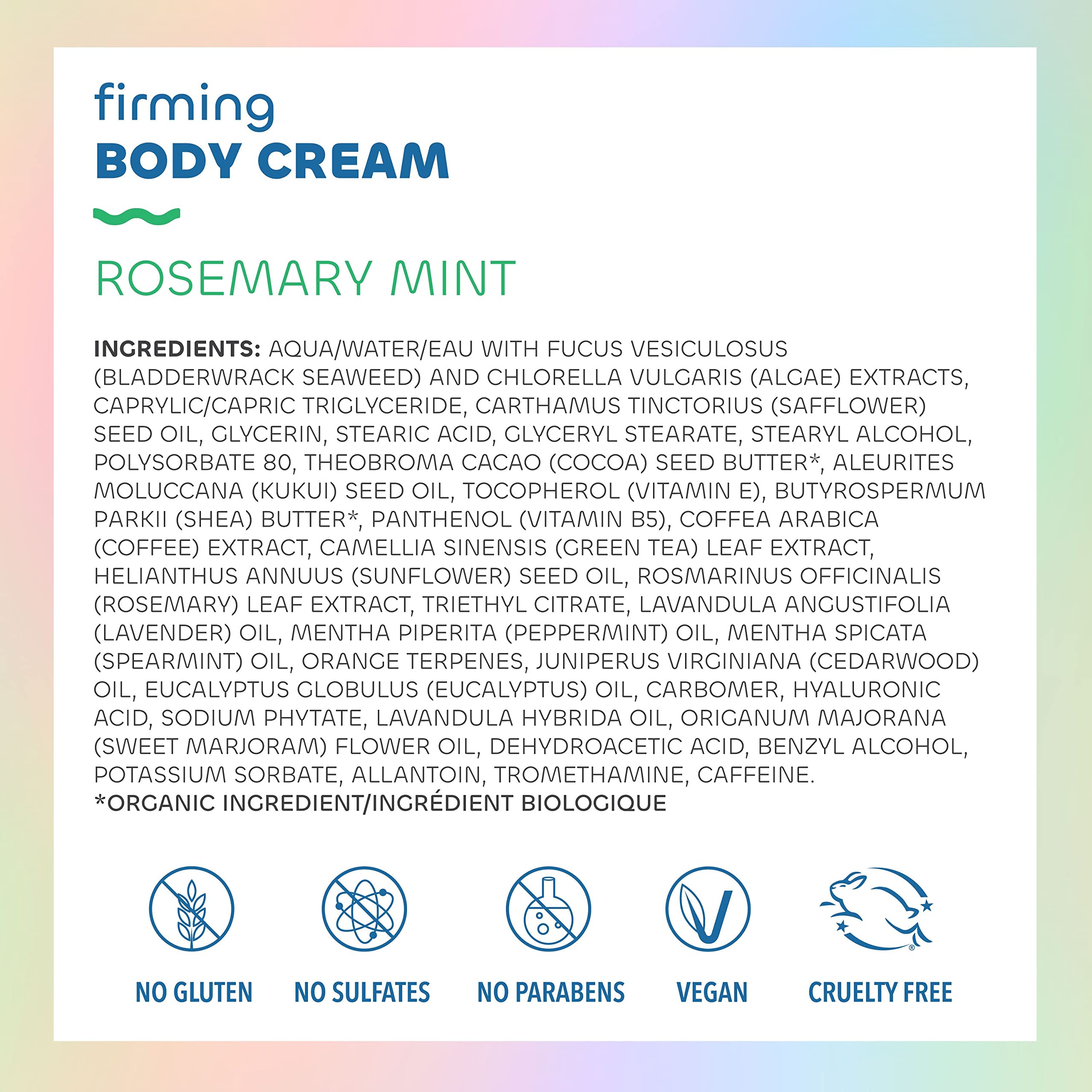Seaweed Bath Co. Firming Body Cream, Rosemary Mint Scent, 6 Ounce (Pack Of 2), Skin Toning Hand & Body Lotion Moisturizer For Dr