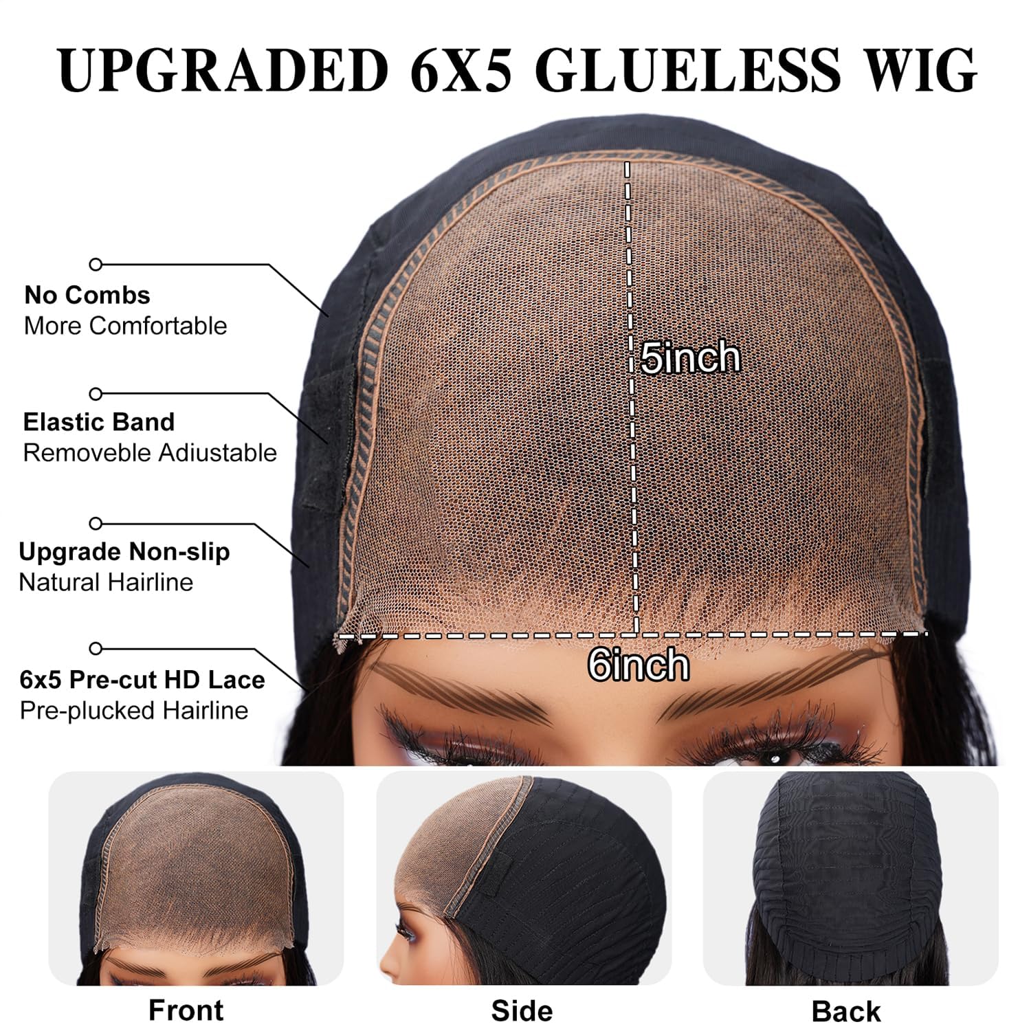 Superlook Balayage Highlight Lace Front Wig Human Hair Wear And Go Glueless Wig Pre Plucked 12A 220% Density 6X5 Pre Cut Ombre L