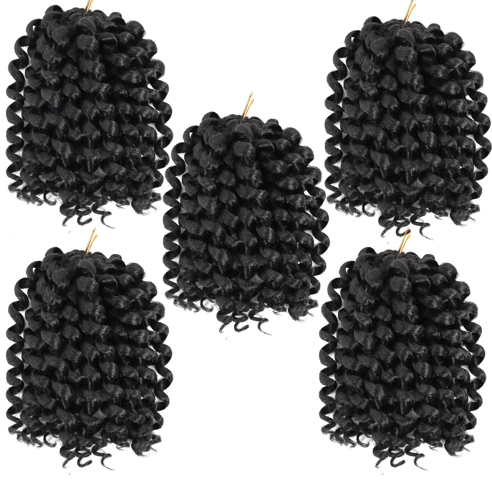 5 Packs 2X Ringlet Wand curl Jamaican Bounce 8 inch Synthetic crochet Hair Extensions crochet Braiding Hair 20 Roots (8Inch (Pac