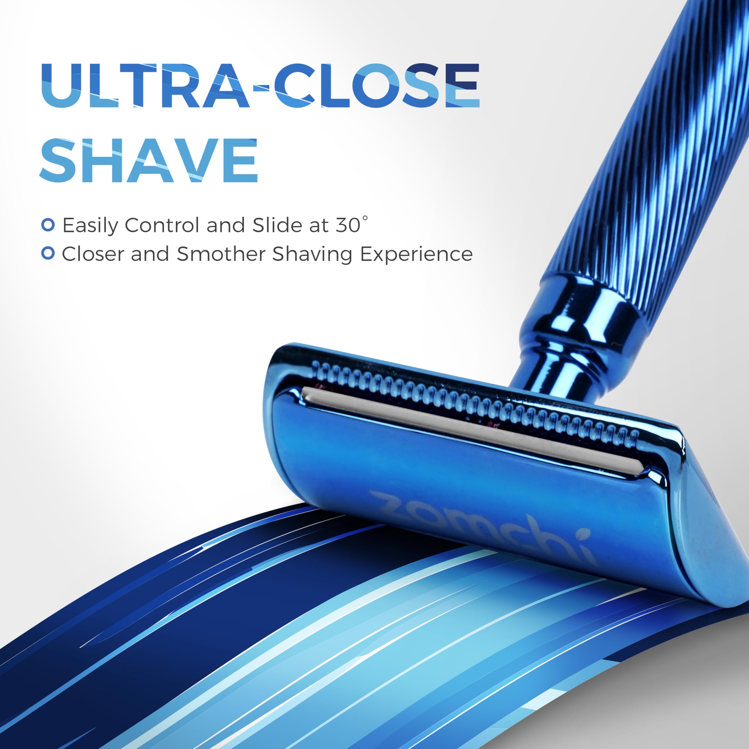 Zomchi Reusable Safety Razor With Razor Stand For Men & Women, Premium Metal Safety Razor With 10 De Safety Razor Blades, Plasti