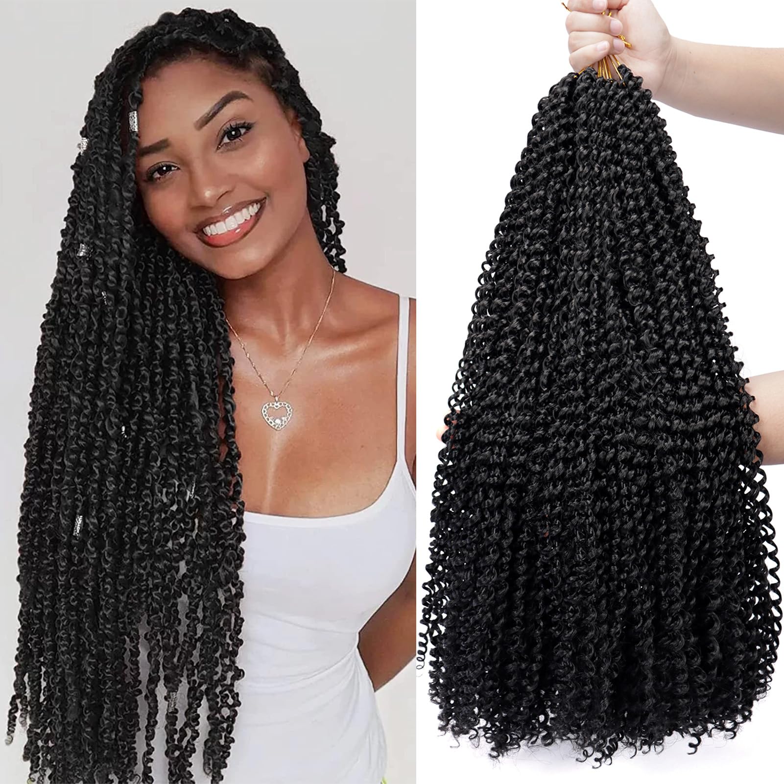 Dorsanee Passion Twist Hair 24 Inch 7 Packs Water Wave Crochet Hair Long Bohemian Curly Braiding Hair For Butterfly Locs, Faux L