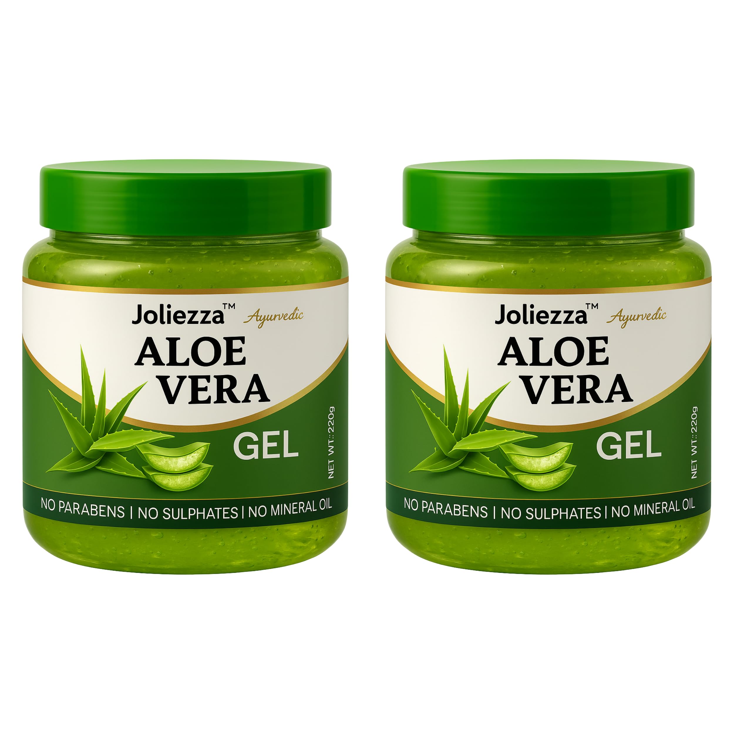 Joliezza Aloe Vera Gel 99% for Face, Body, Hair & Scalp AfterSun & Daily Care 7.76 oz Each Pack of 2