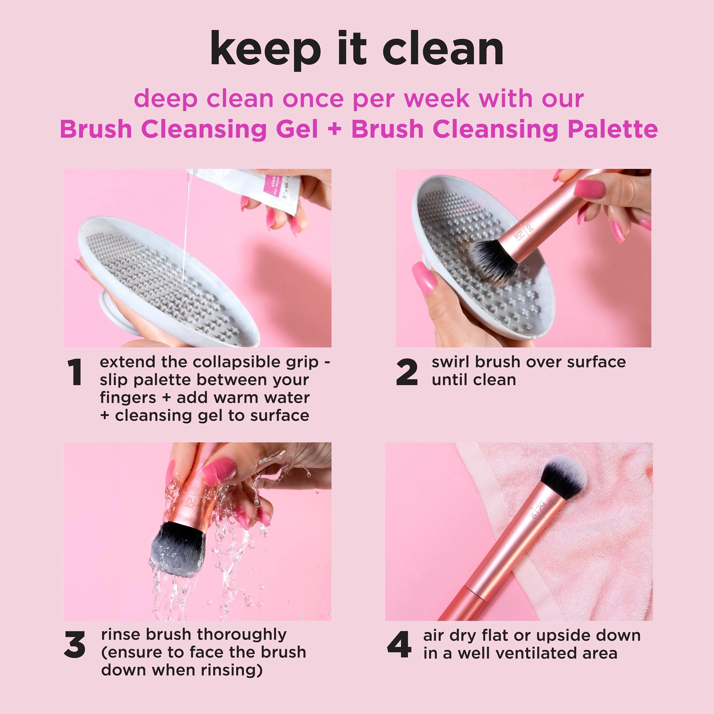 Real Techniques Tapered Cheek Makeup Brush, For Blush, Highlighter, Loose, Or Pressed Powder, Soft, Synthetic Bristles, Precise