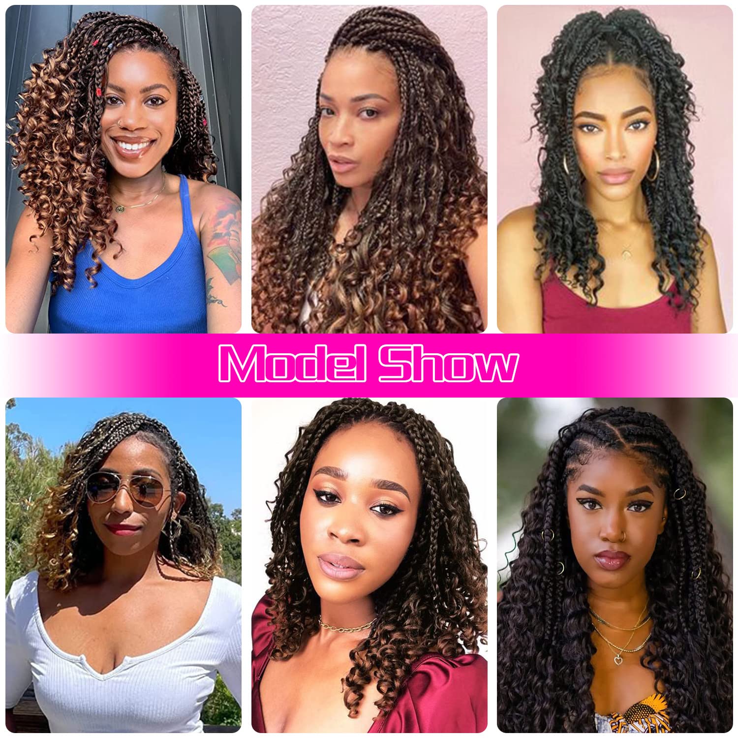 Goddess Box Braids Crochet Hair 14 Inch Boho Box Braids 8 Packs Goddess Box Braids Crochet Hair Bohomian Crochet Braids Hair Syn