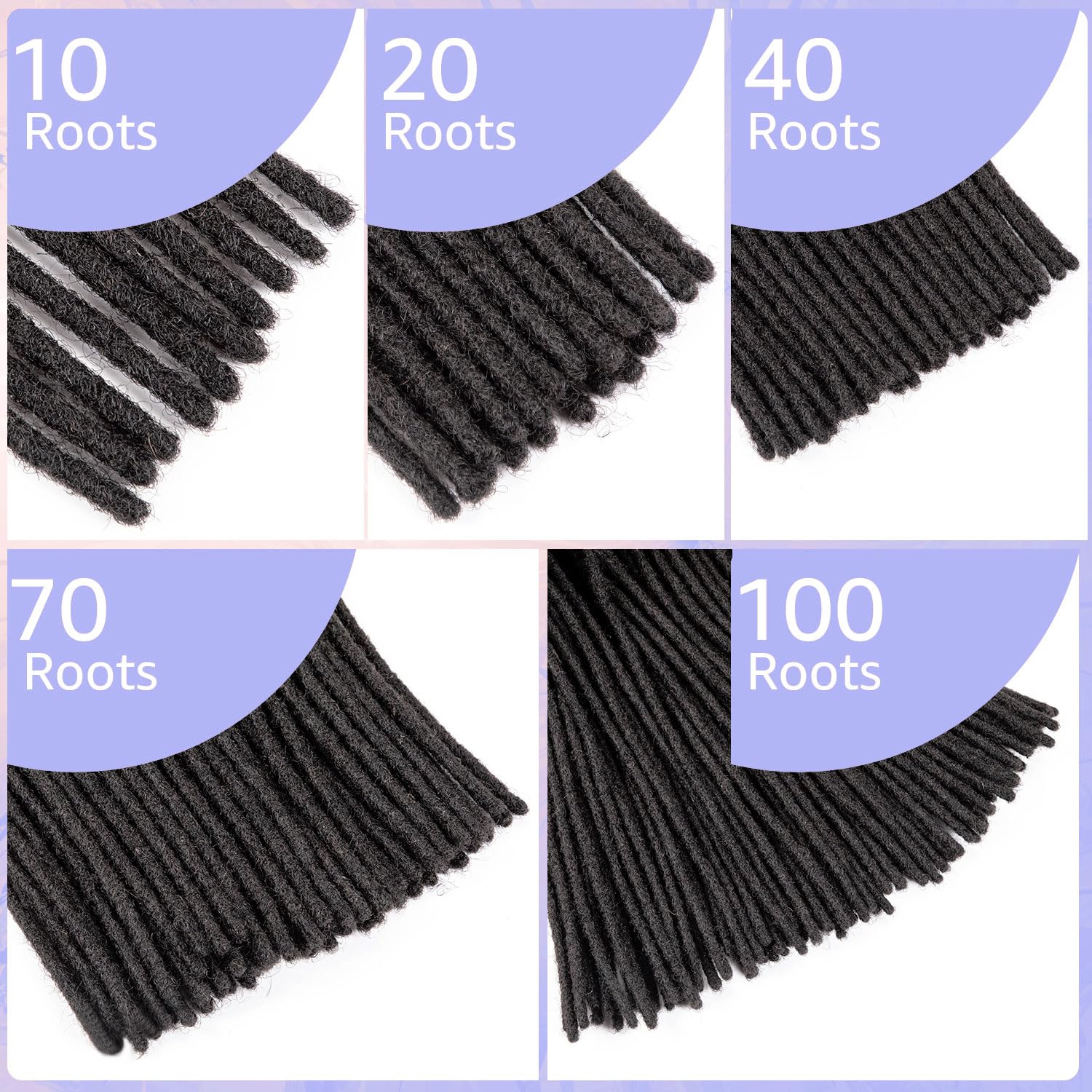 Teresa 6 Inch 0.8Cm Width Loc Extension Human Hair Natural Black 60 Strands Full Hand-Made Permanent Locs Extensions Can Be Dyed
