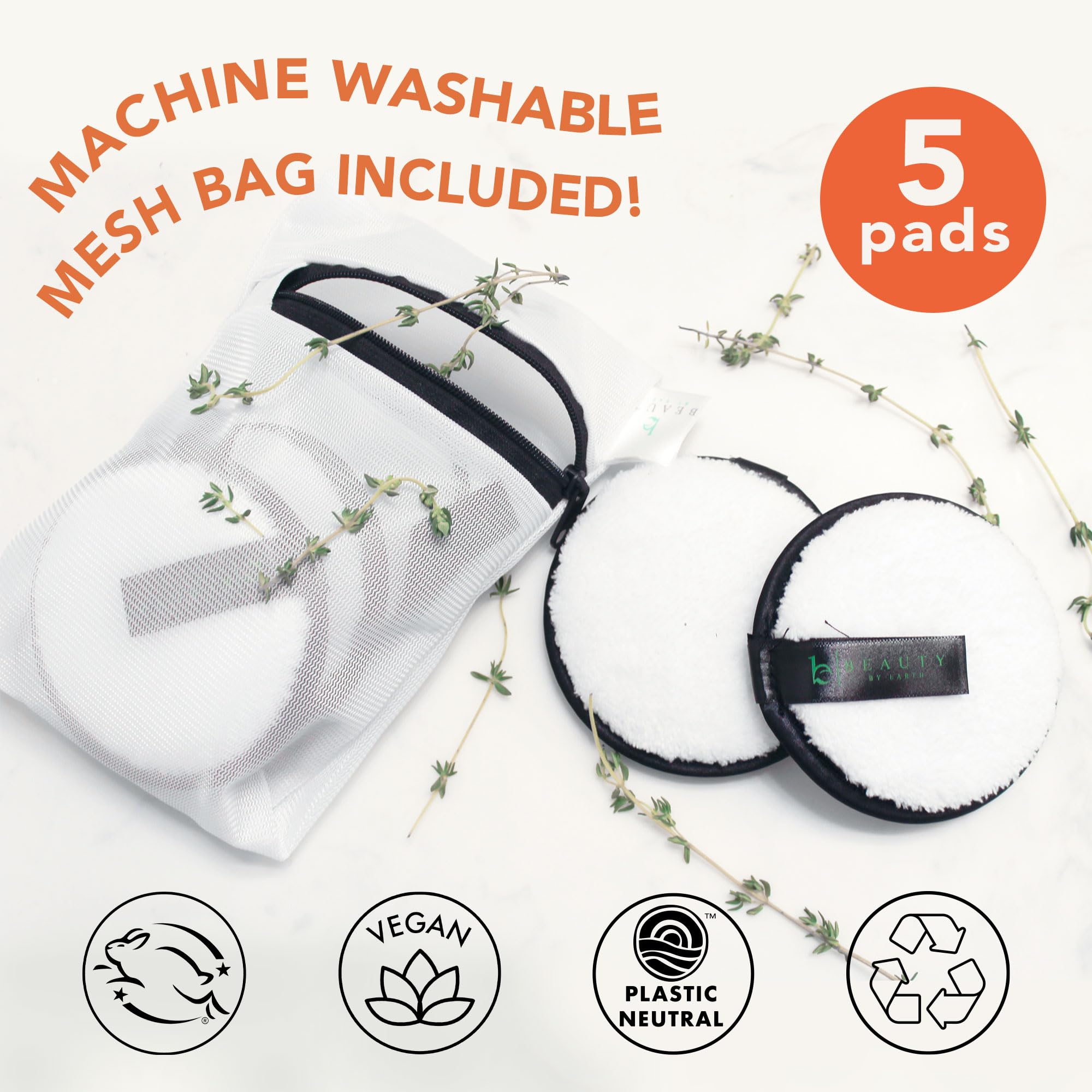 Reusable Makeup Remover Pads - 5 Large Premium Quality Microfiber Cloths For Makeup Removal, Ultra Soft & Durable, Gentle Cleans
