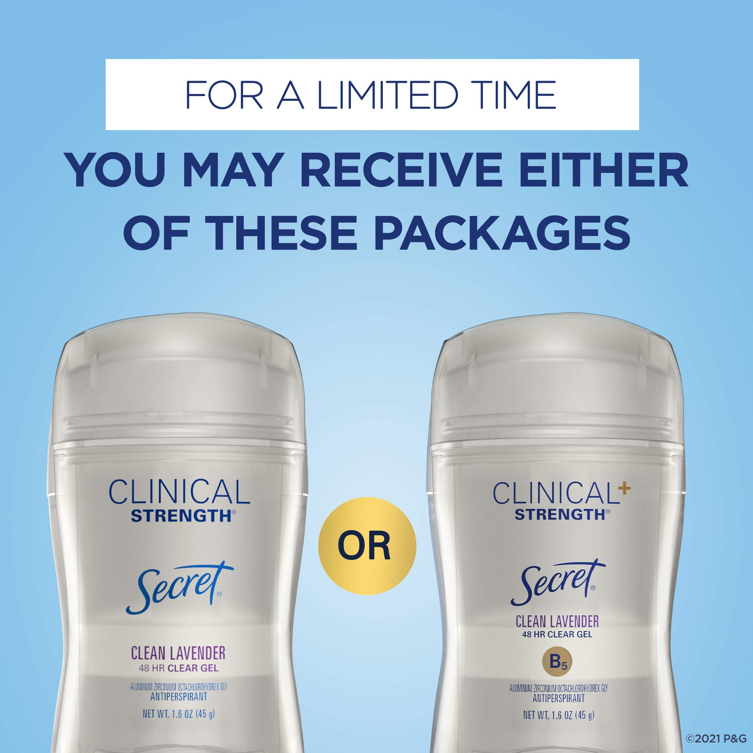 Secret Clinical Strength Clear Gel Antiperspirant and Deodorant, Clean Lavender, 1.6 oz (Pack of 12)