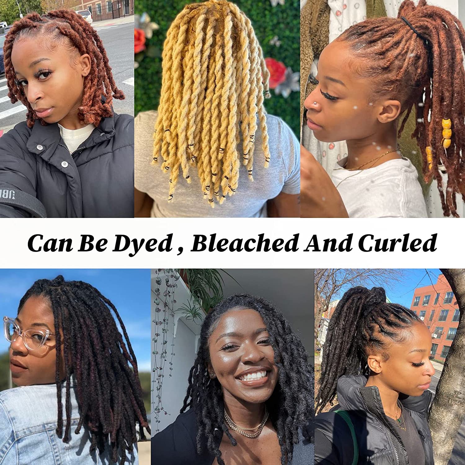 Loc Extensions Human Hair 14 Inch 60 Strands 0.6Cm Width Full Handmade Permanent Dreadlock Extensions For Women, Men Can Be Dyed