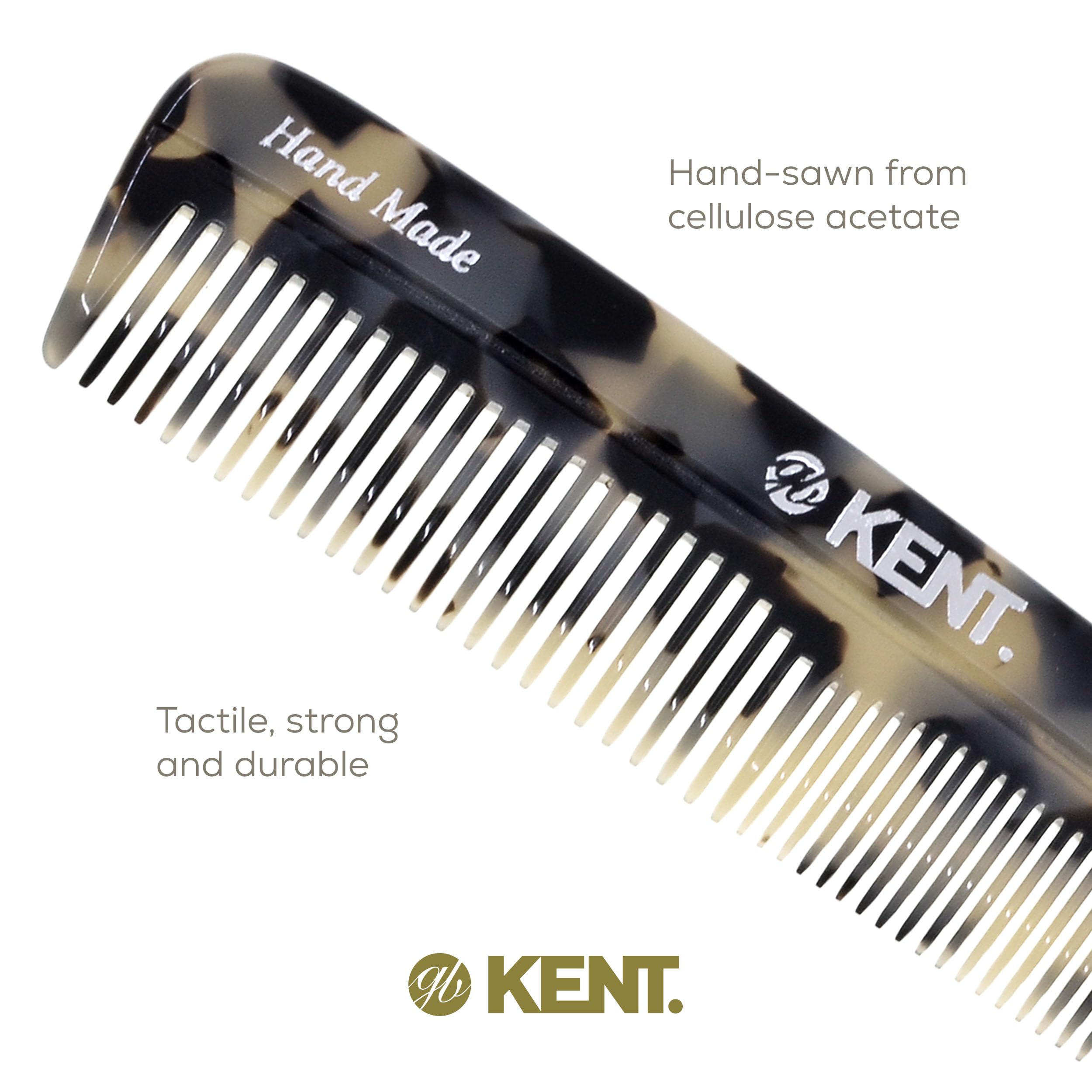 Kent R7T Tw Fine And Wide Tooth Hair Comb - 5.1'' Handmade Pocket Comb For Men, Best Beard Comb And Mustache Comb For Everyday G