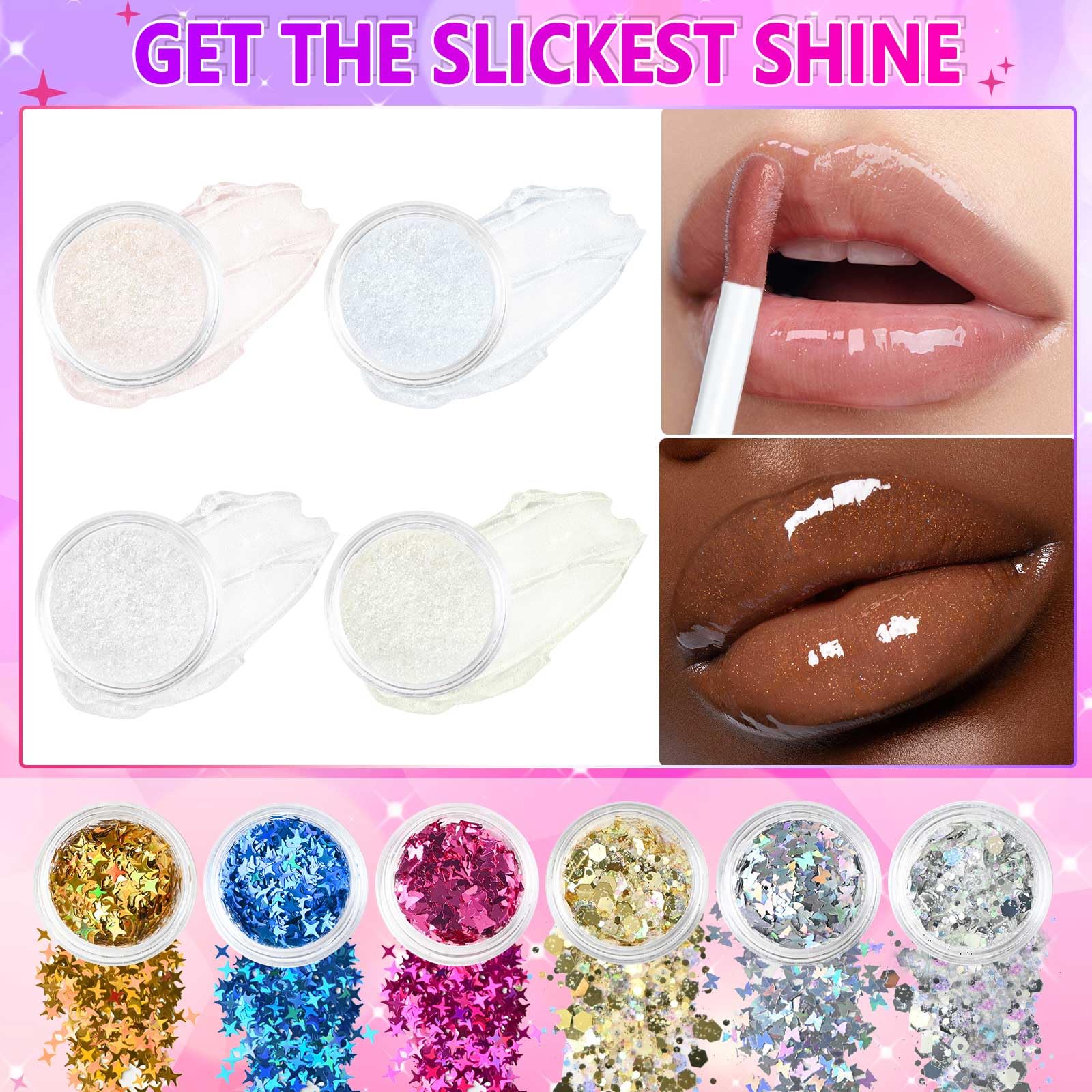 Jcoos Lip Gloss Making Kit - DIY Glitter Lip Gloss Set for Teens, 0.03 Fl Oz, Pink, Perfect Gift for Girls