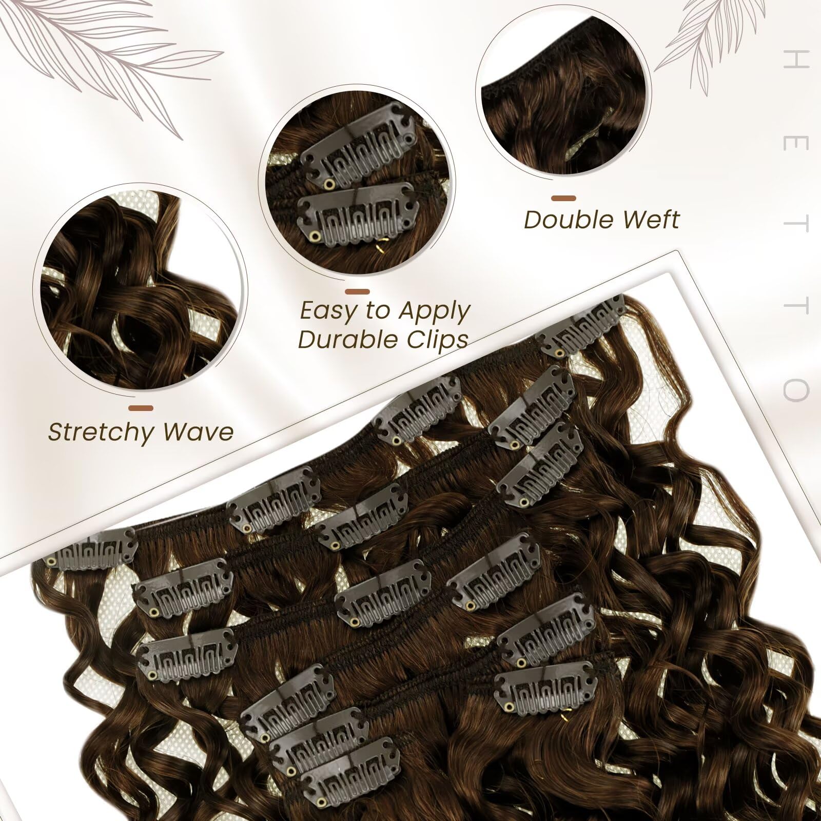 Hetto Natural Wavy Clip In Extensions Human Hair 20 Inch 120G Curly Hair Extensions Clip In Human Hair 7Pcs #4 Dark Borwn Clip I