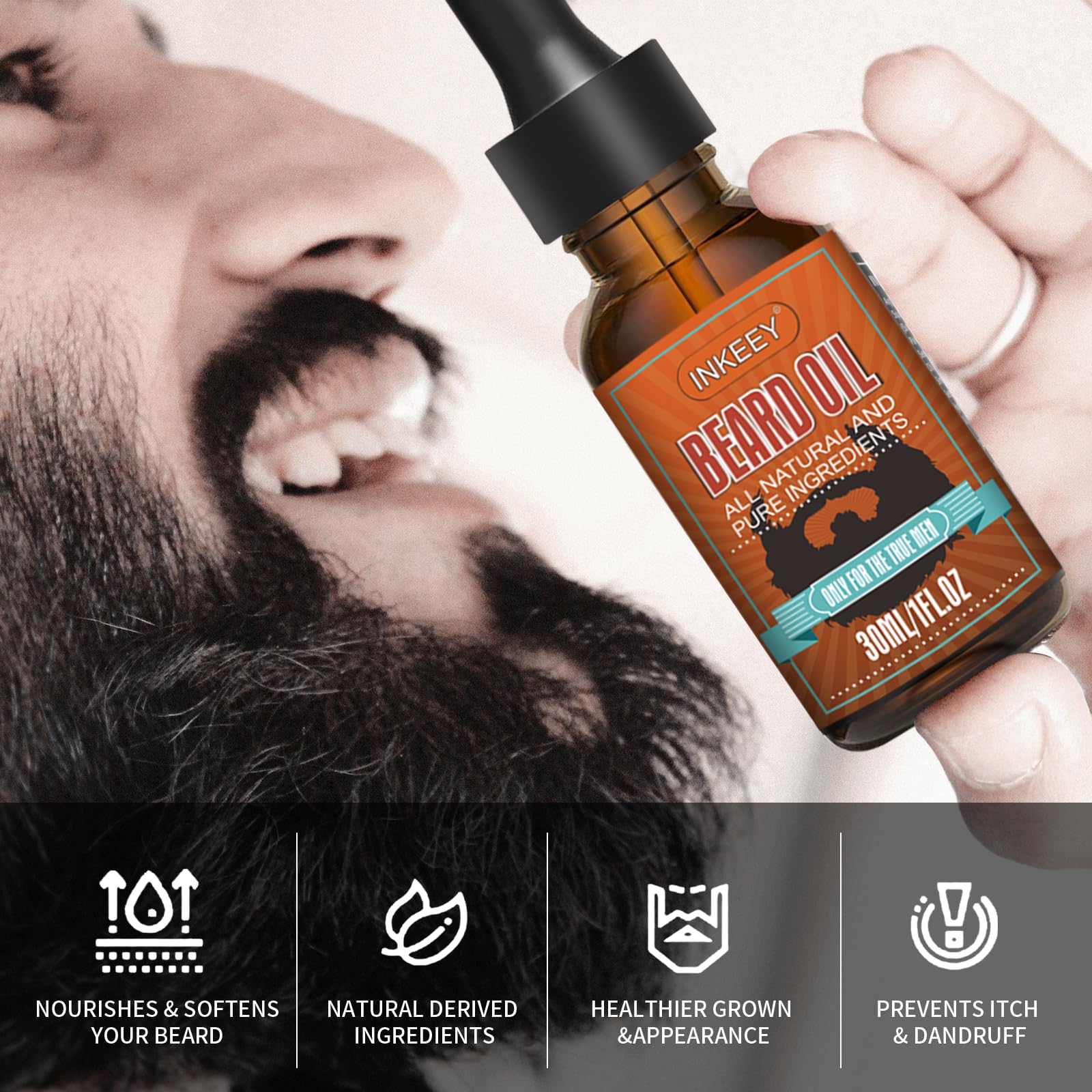 Beard Growth Oil For Men - Beard Conditioner Oil Rich In Jojoba Oil & Sweet Almond Oil Multiple Natural Extracts - Beard Softene