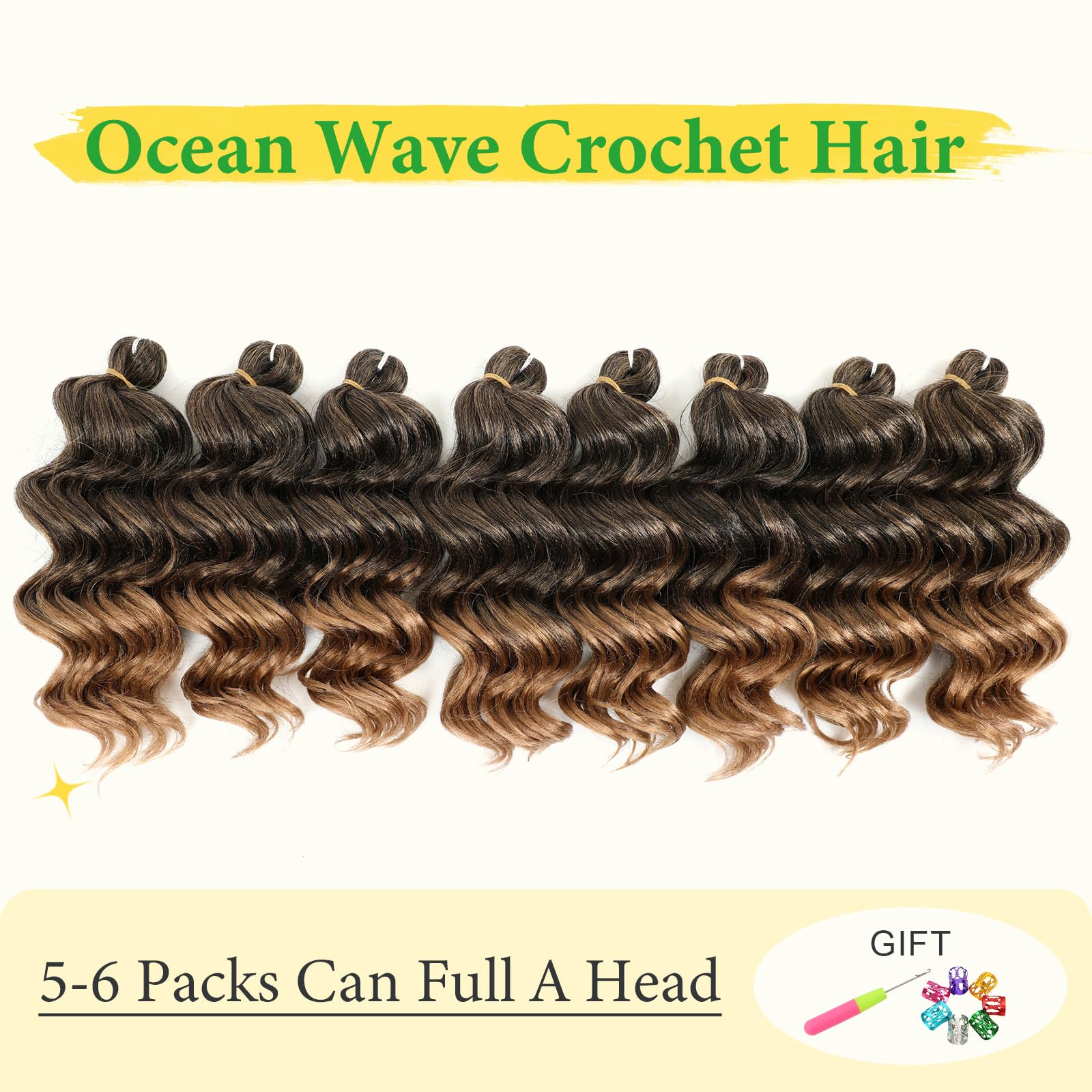 Ocean Wave Crochet Hair 9Inch 7Pack Deep Wave Crochet Hair For Black Women Wet And Wavy Crochet Hair Beach Curl Crochet Hair Ext