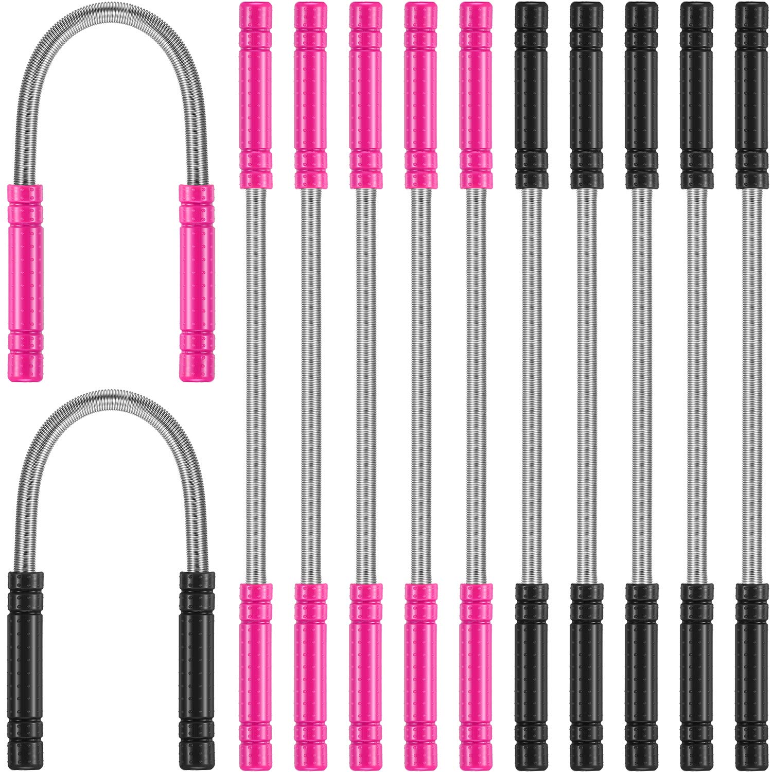 12 Pieces Facial Hair Removal Spring Eyebrow Face Epilator Threading Tool For Women Chin Cheek Mustache Upper Lip (Rose Red, Bla