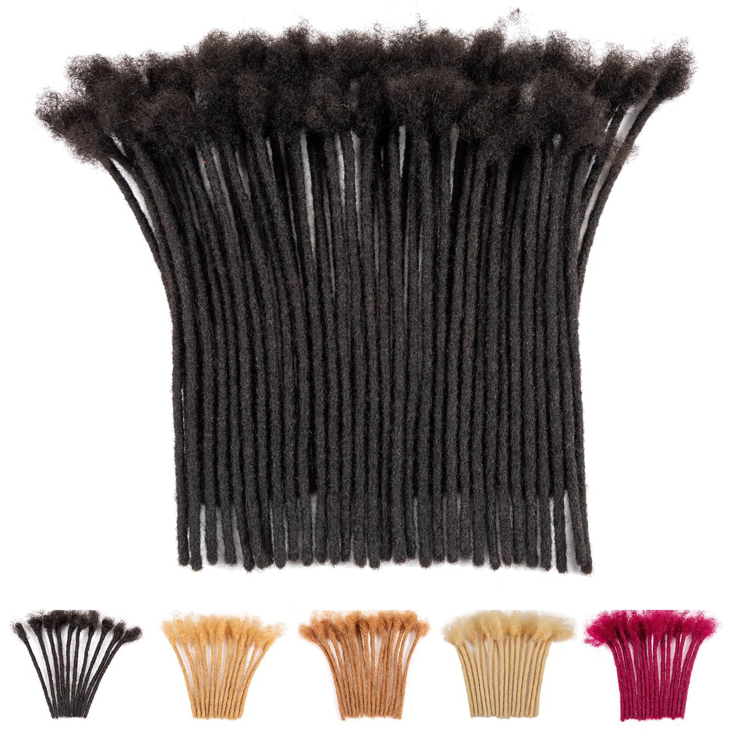 Teresa 10 Inch 0.6cm Width Loc Extension Human Hair Natural Black 10 Strands Full Hand-made Permanent Locs Extensions Can Be Dye