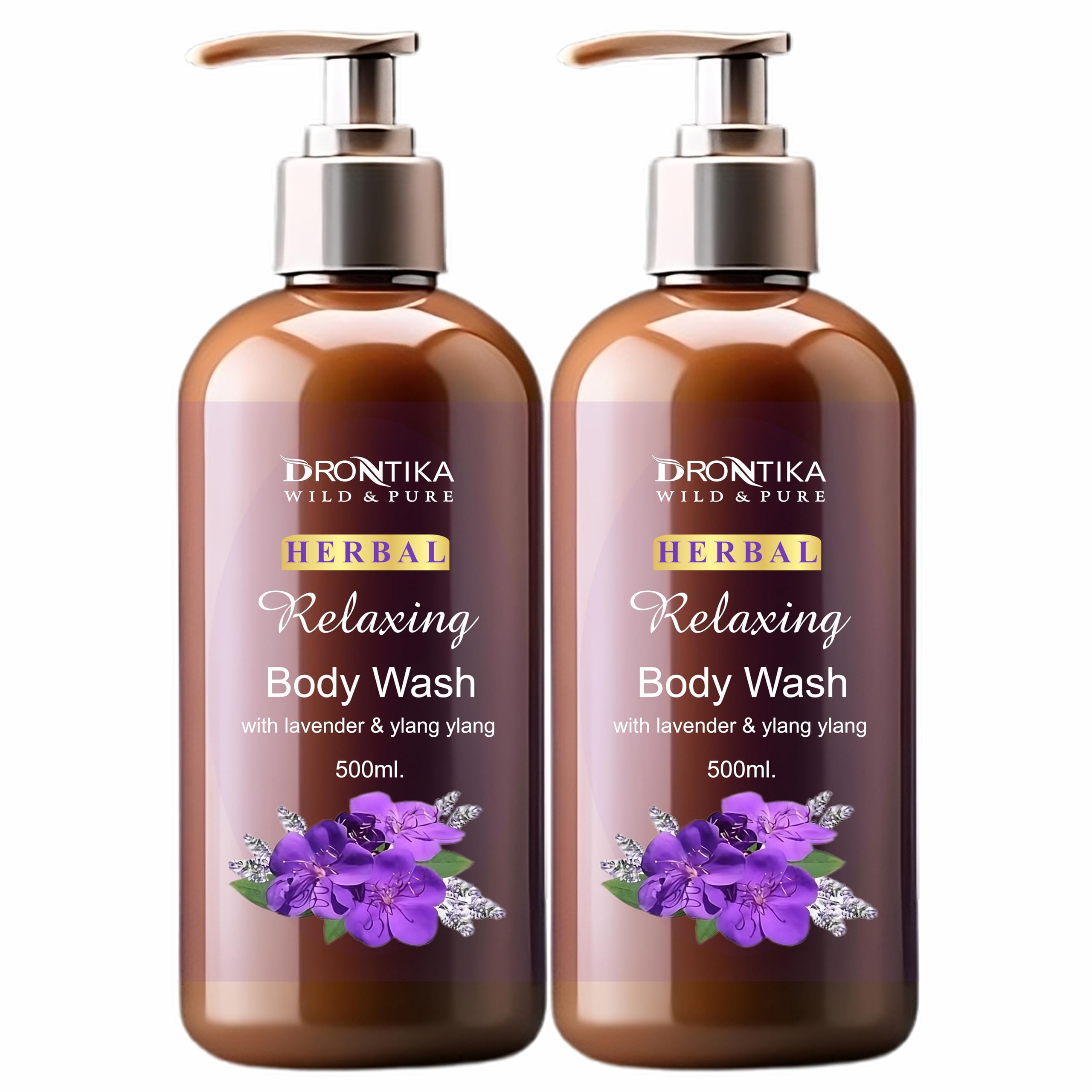 Drontika Wild & Pure Body Wash, Lavender & Ylang Ylang Shower Gel, 1000 Ml Supersaver, Moisturizing Bodywash, Soft & Smooth Skin