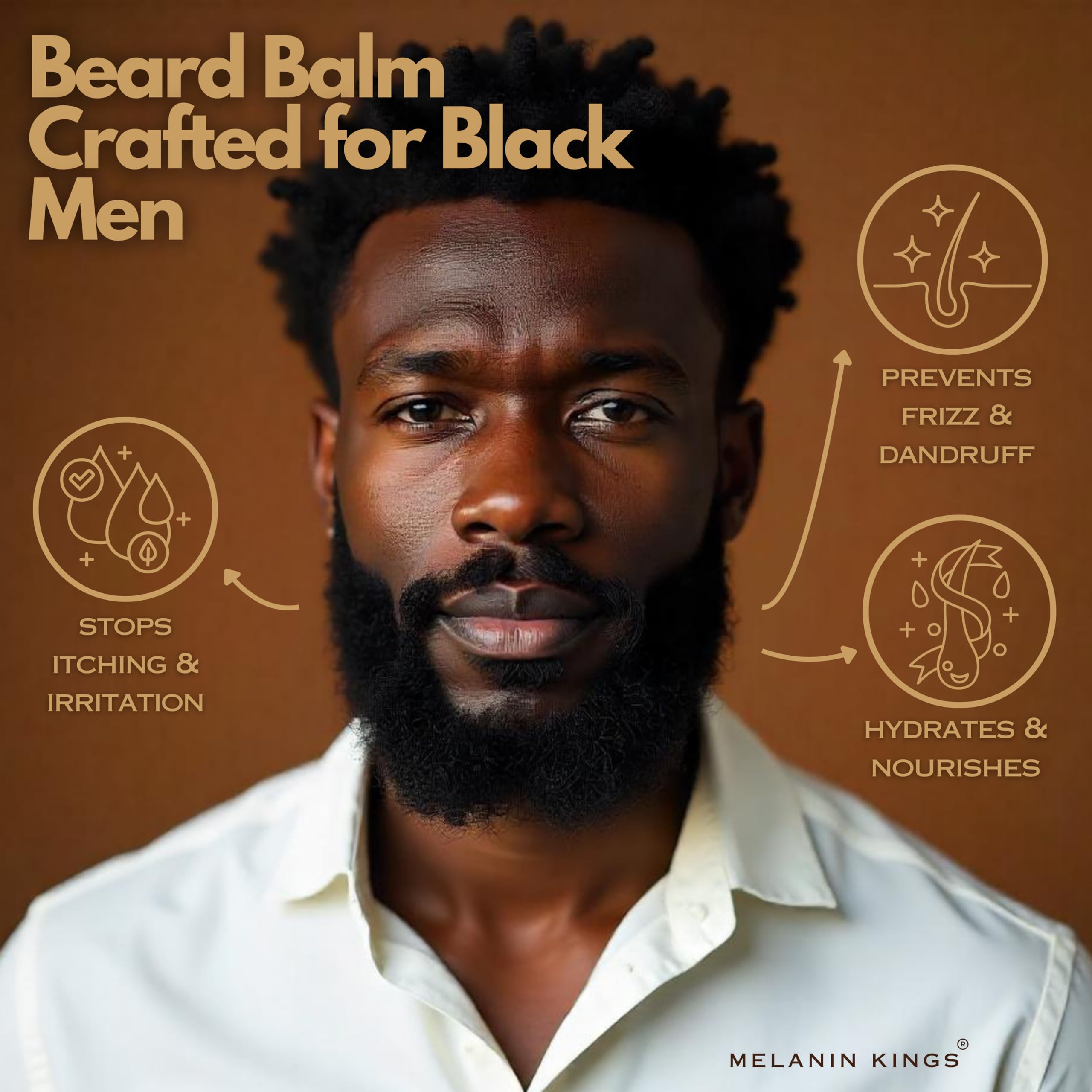 Melanin Kings Beard Balm For Black Men | 3 Oz | Ancient African Ingredients | Specialized Formula For Black Men S Kenyan Sandalw