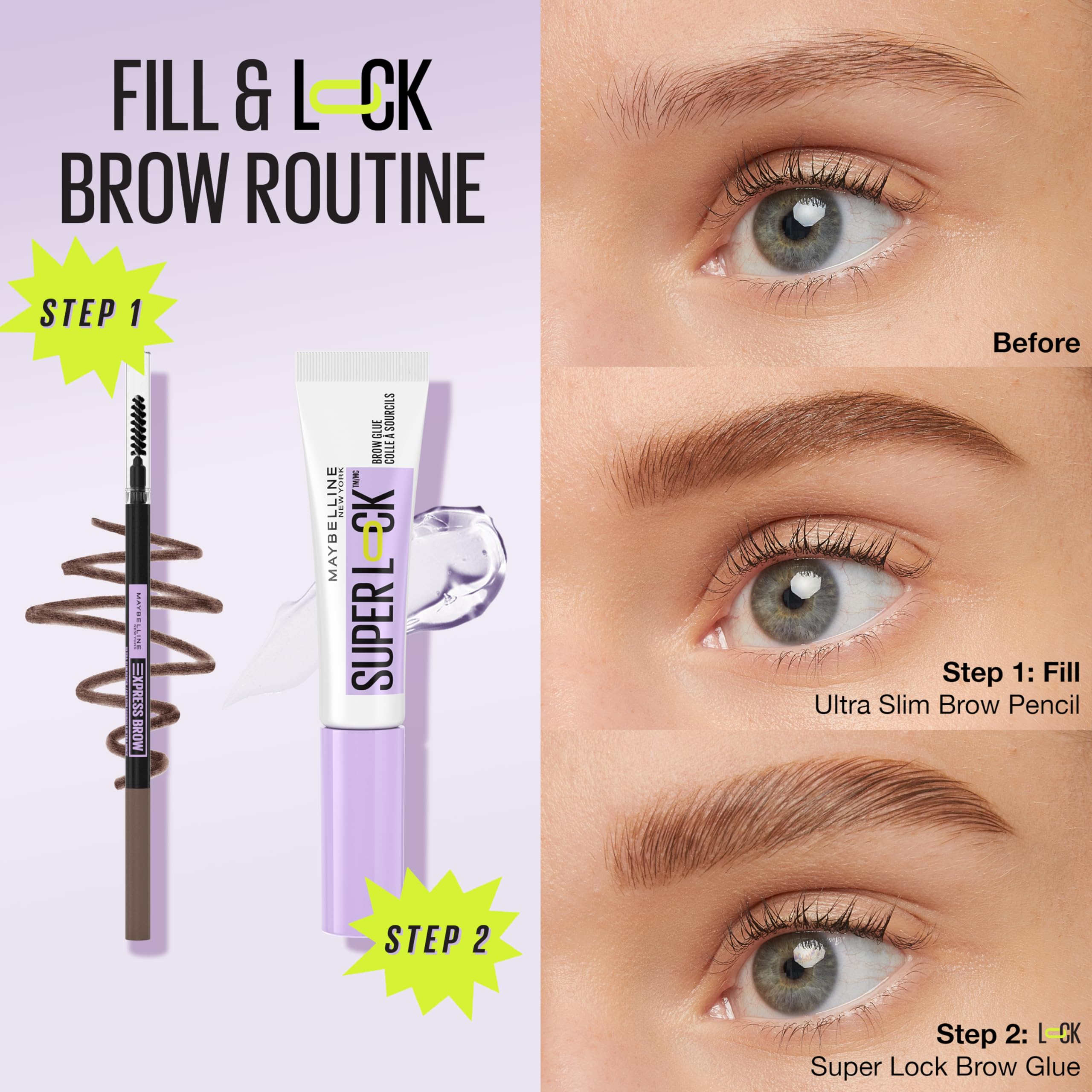 Maybelline Express Brow Ultra Slim Eyebrow Makeup, Brow Pencil With Precision Tip And Spoolie For Defined Eyebrows, Medium Brown
