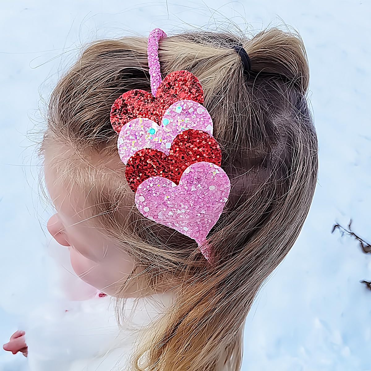 Doneace Valentine'S Day Heart Headband Hair Band Glitter Hair Hoop Red And Pink Sequins Hair Accessories Headdress For Women Gir
