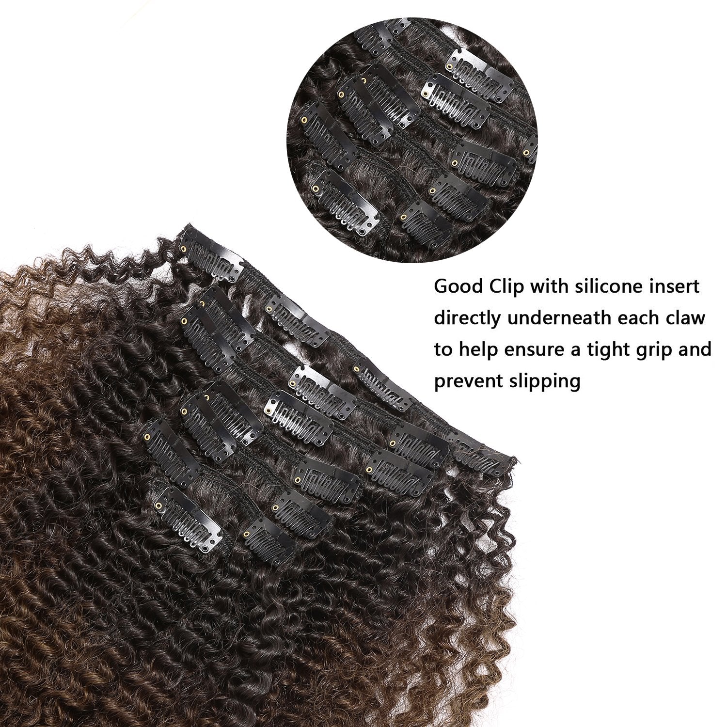 Lacer Hair 4A 4B Afro Kinky Curly Ombre Hair Extensions 12 Inch Clip In Double Weft 100% Real Remy Human Hair Extension Two Tone
