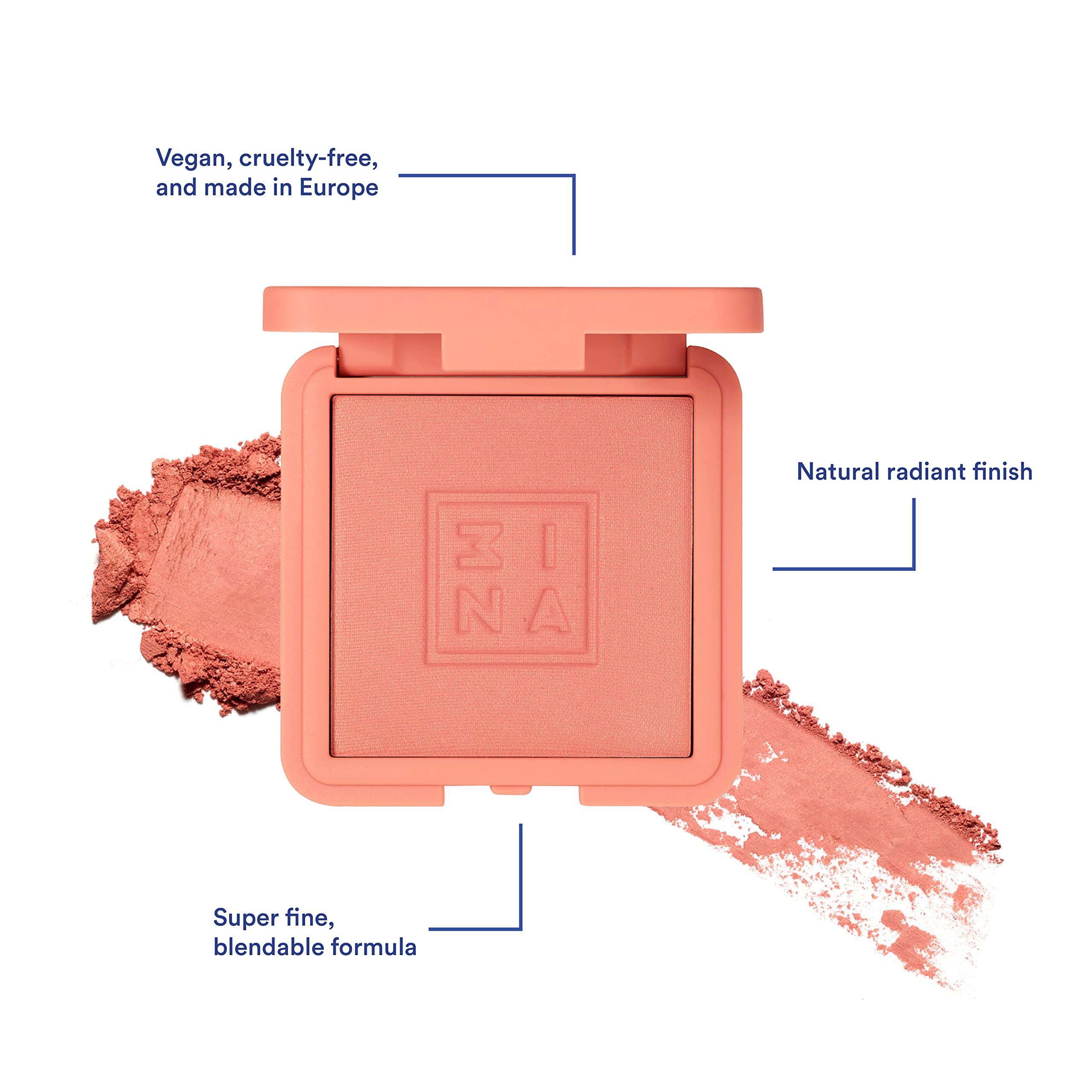3INA The Blush 212 - Natural, Light Mineral Powder Blush For Sensitive Skin - Blendable, Buildable Rouge To Give Skin A Pigmente