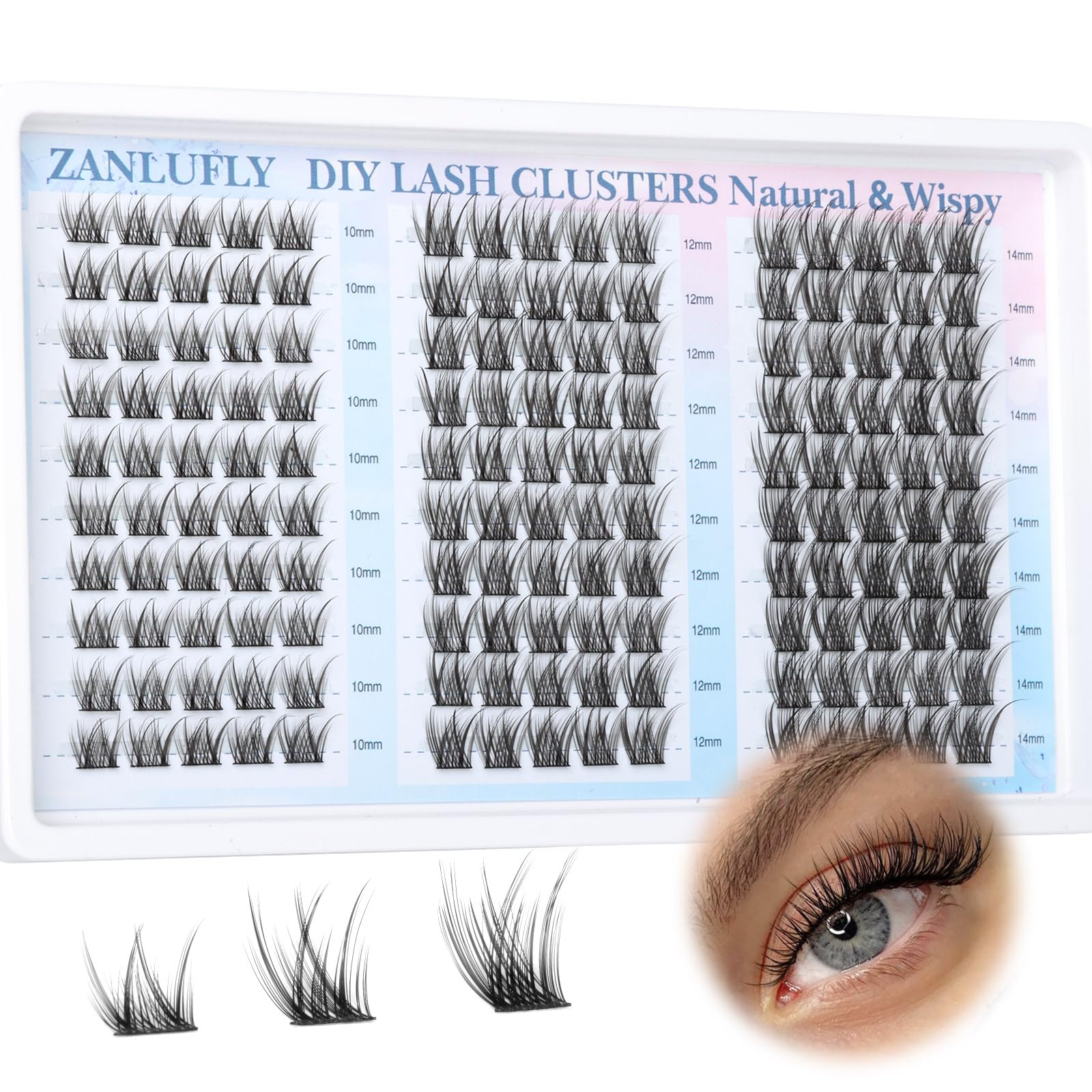 Lash Clusters Wispy Eyelash Clusters Natural C Curl Cluster Lashes zanlufly Wispy Individual Lashes 150Pcs Eyelash Extension 10 