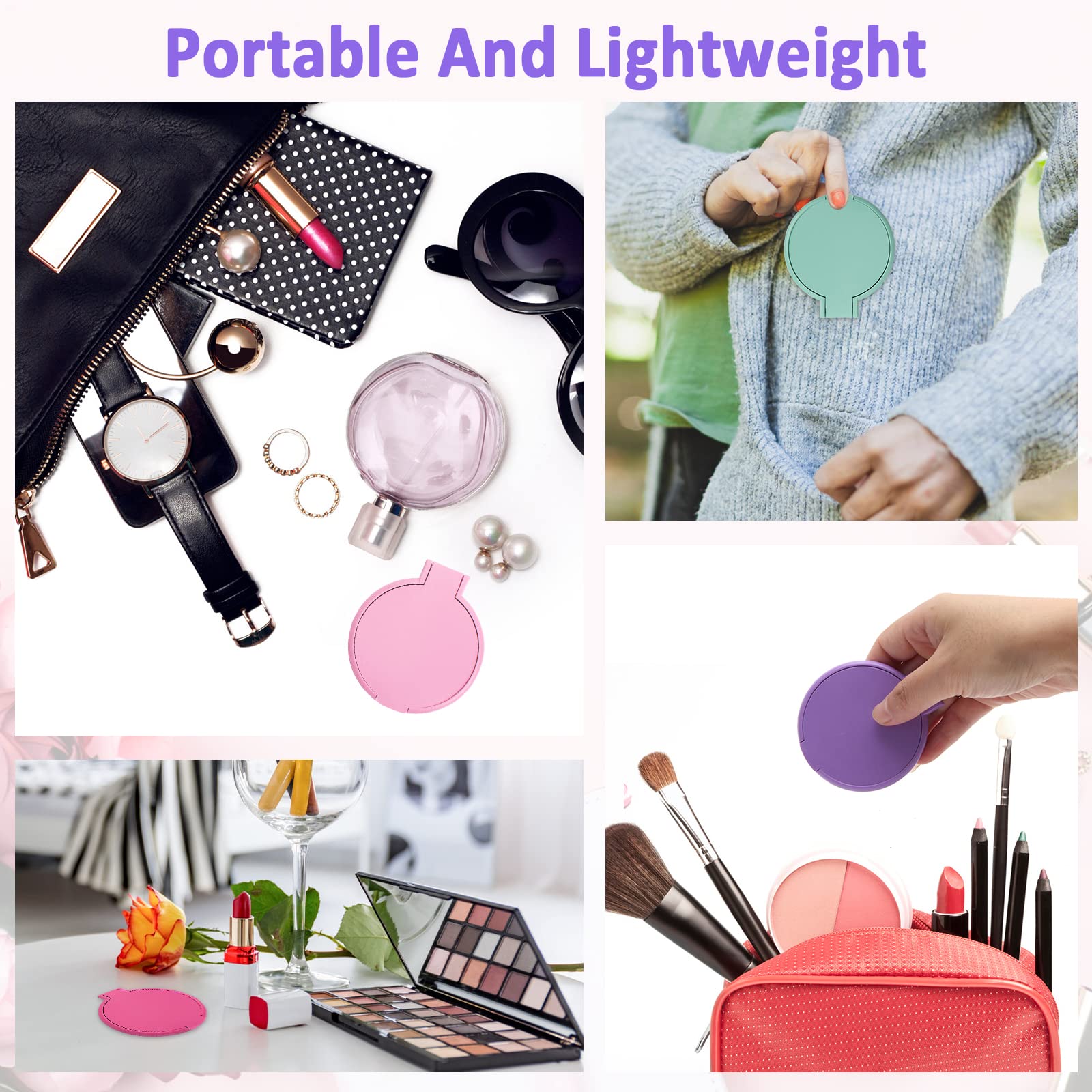 Windspeed 12 Pcs Mini Folding Mirror Round Compact, 2.4 In Small Portable Travel Makeup Mirror Compact Mirror Bulk Round Makeup