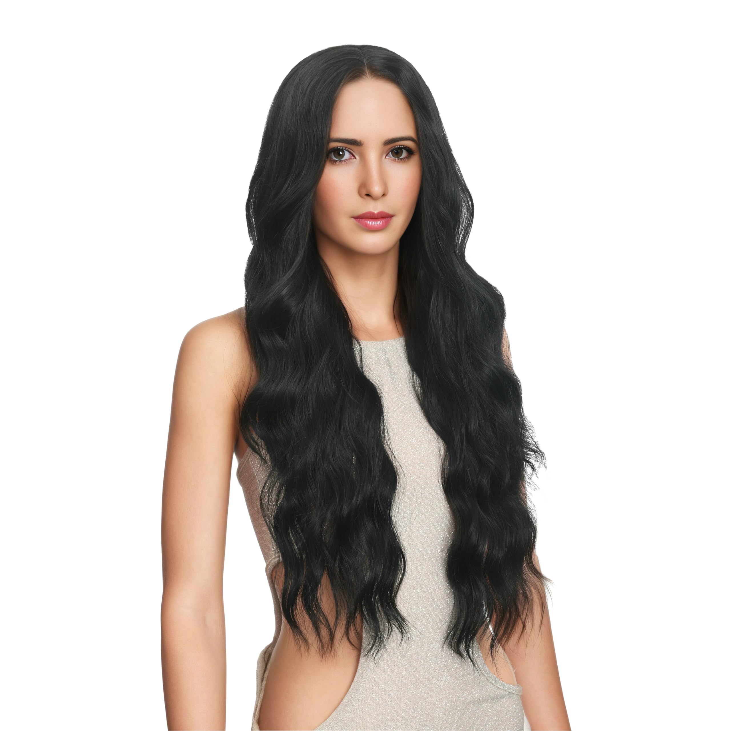 FUTAI Long Wavy Wig 30 Inch Black HD Front Lace Body Curly Synthetic Hair Wigs for Women Professional Female Diverse Styles Dail