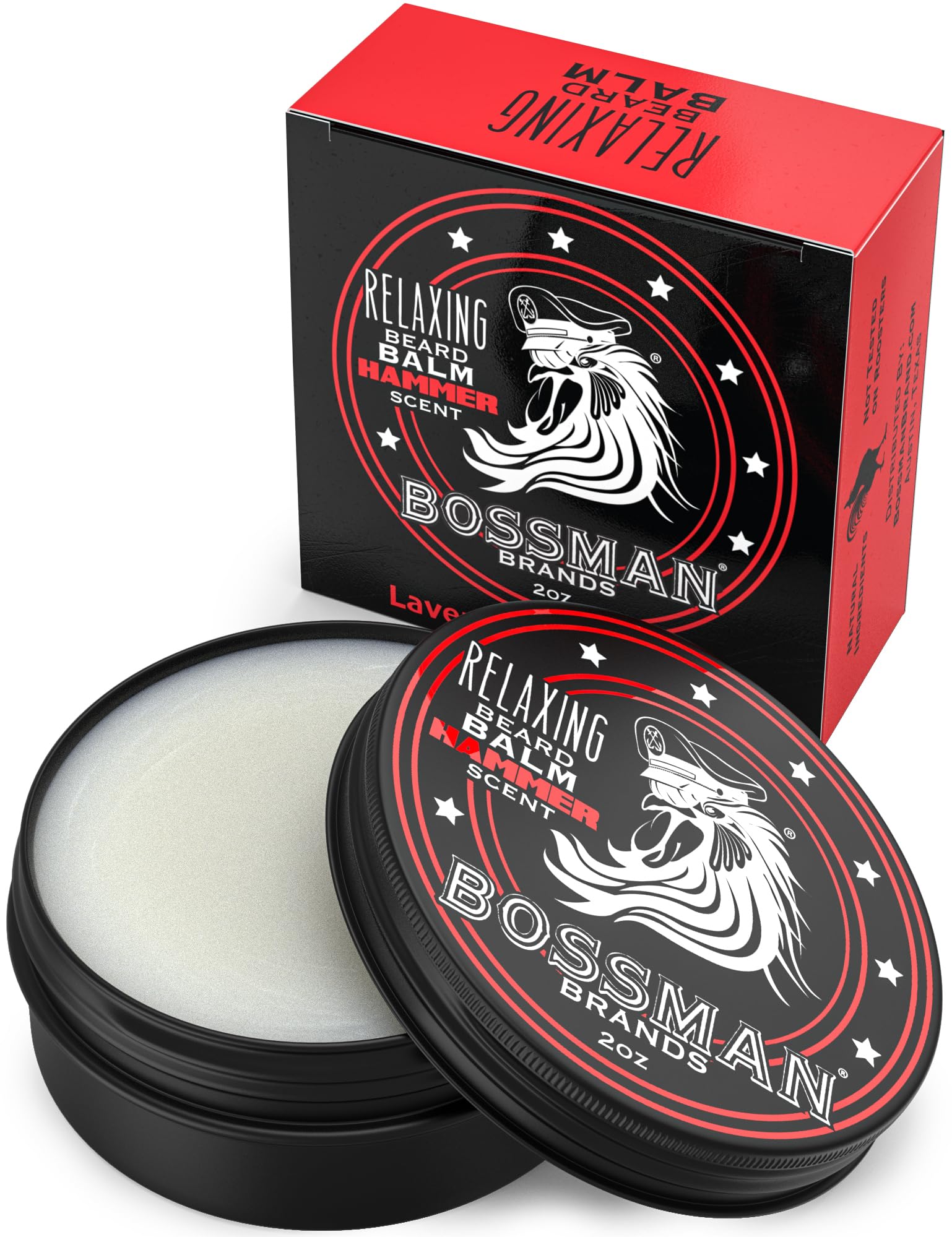Bossman Relaxing Beard Balm - Beard Tamer, Relaxer, Thickener And Softener Cream - Beard Care Product - Made In Usa (Hammer Scen
