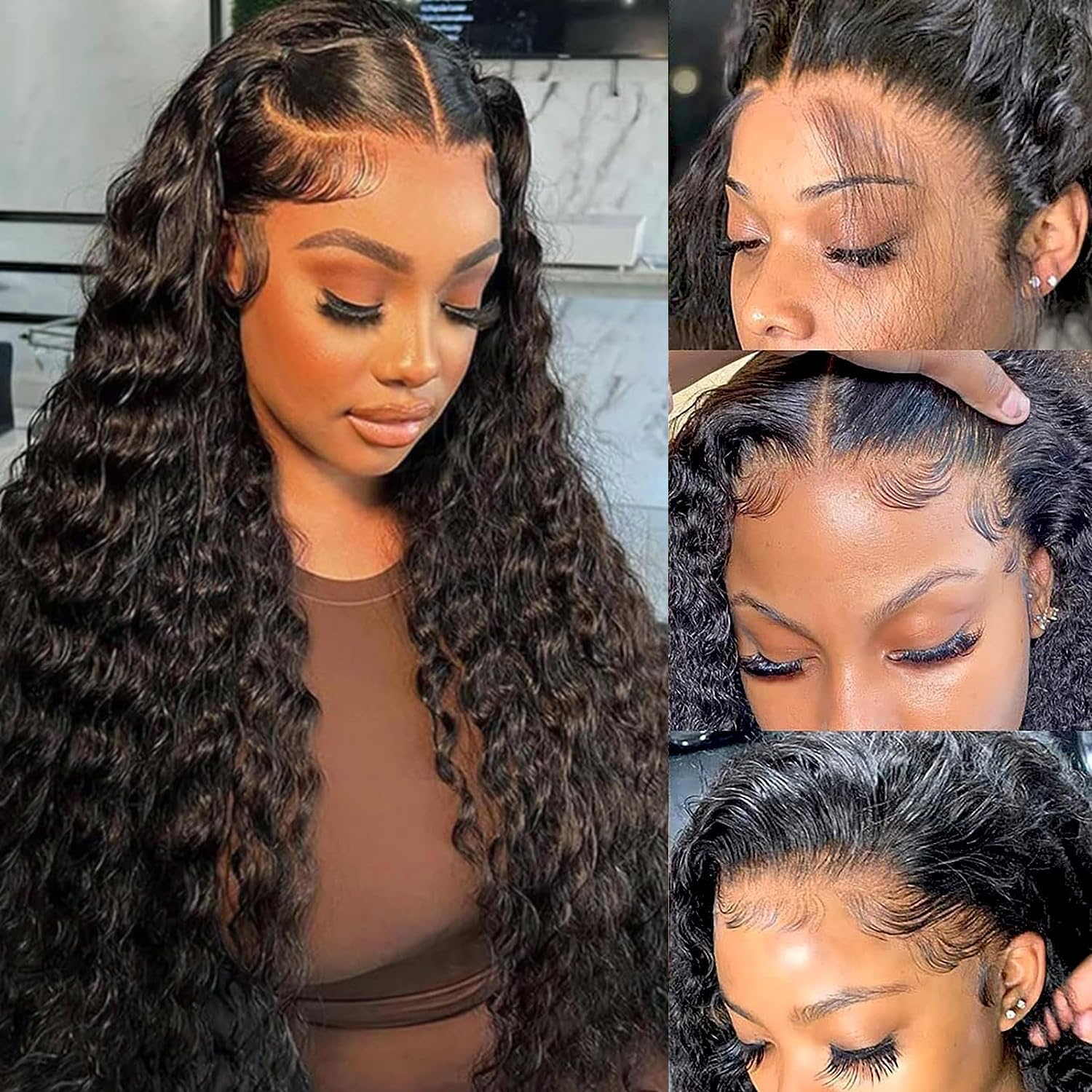 Human Hair Wig180% Density 13X4 Wet And Wavy Water Curly Hd Lace Front Wigs Human Hair Pre Pluck Wigs For Black Women Glueless W