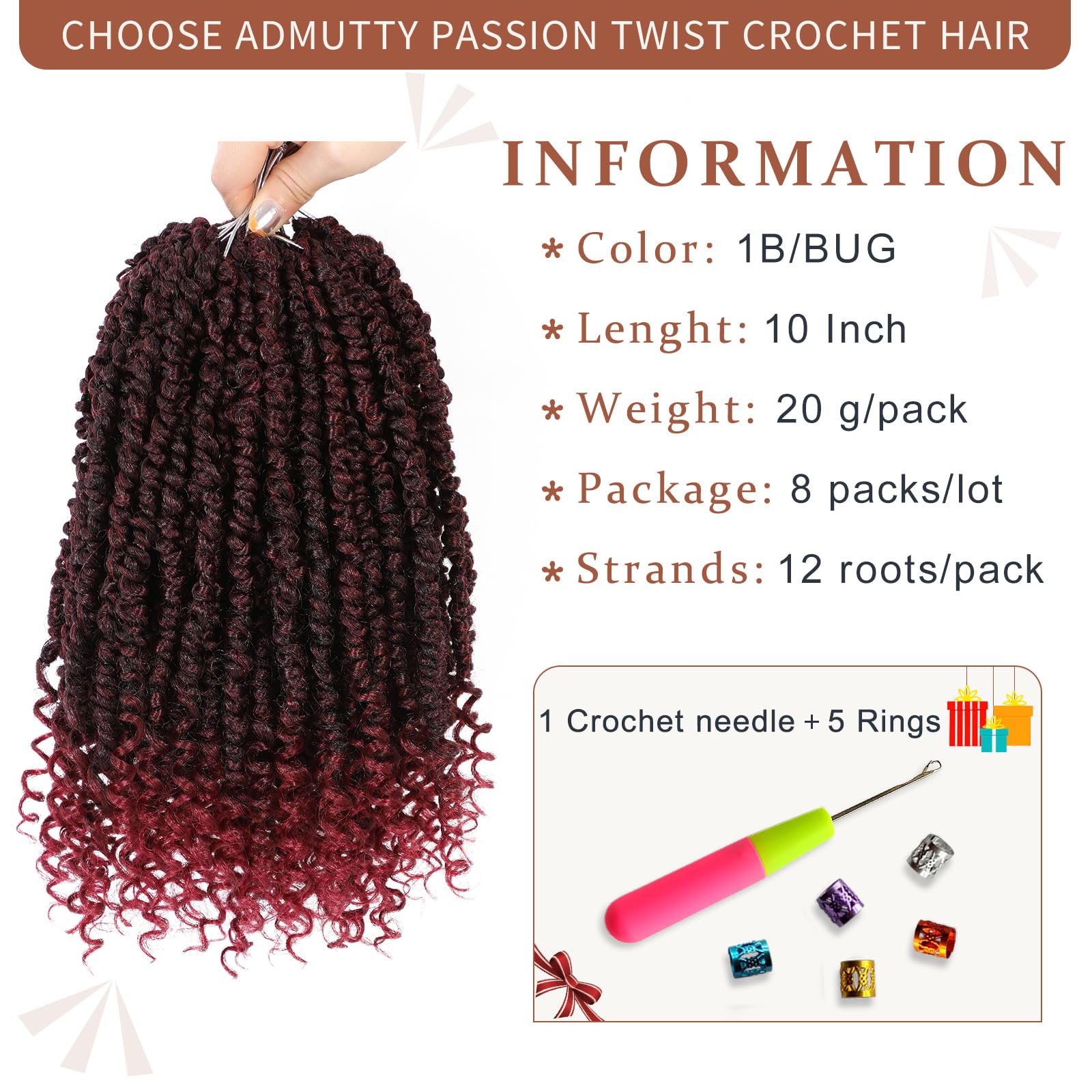 Passion Twist Crochet Hair,Pretwisted Passion Twist Hair,Passion Twist Hair 10 Inch,Short Passion Twist Crochet Braids,Pre Loope