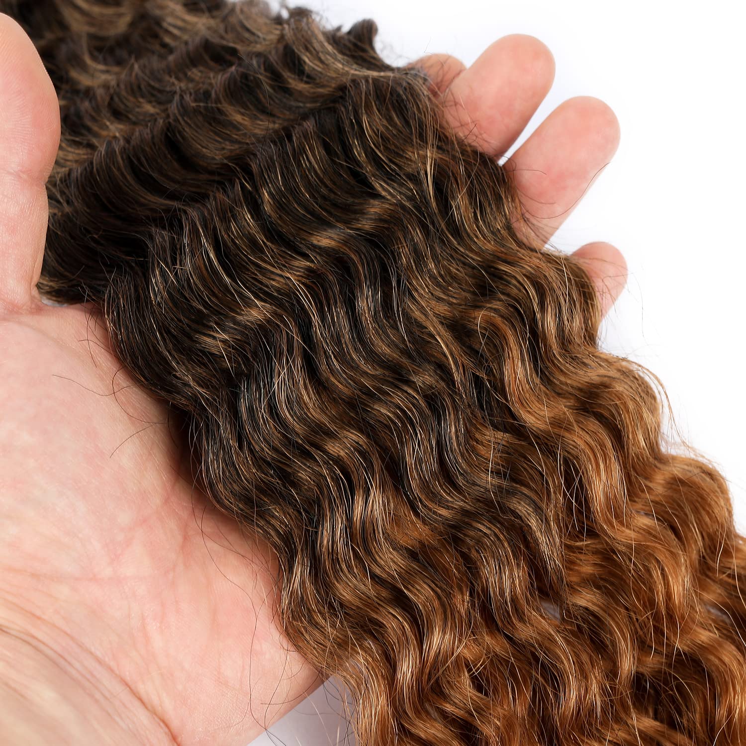 Ocean Wave Crochet Hair Extensions 30in, Curly Crochet Hair Extensions, Synthetic Ombre Crochet Hair Extensions 6packs for Women