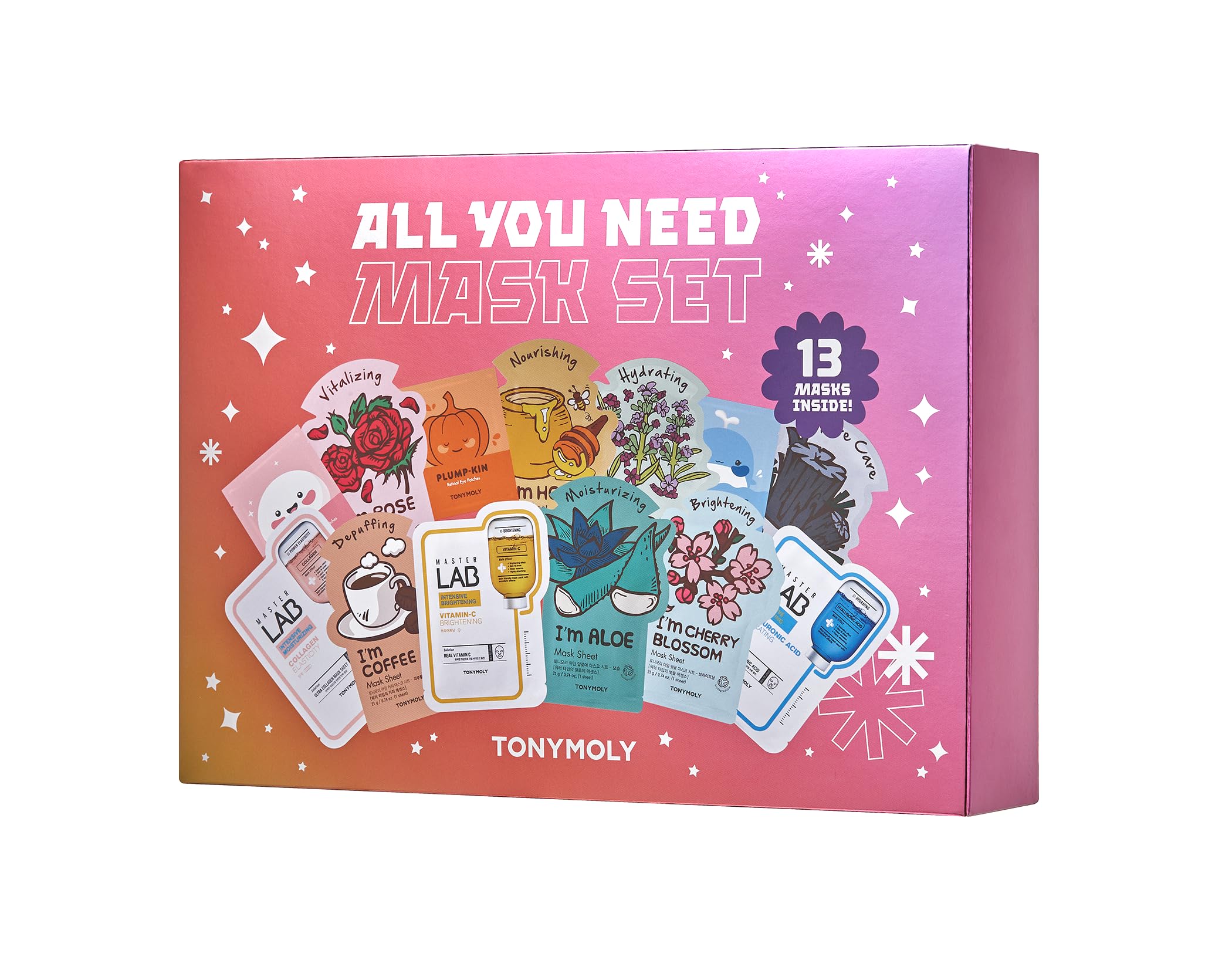 Tonymoly All You Need Mask Set, Hydrate & Refresh Skin, Sheet Masks For All Skin Types & Concerns, Variety Pack Of 13 Masks