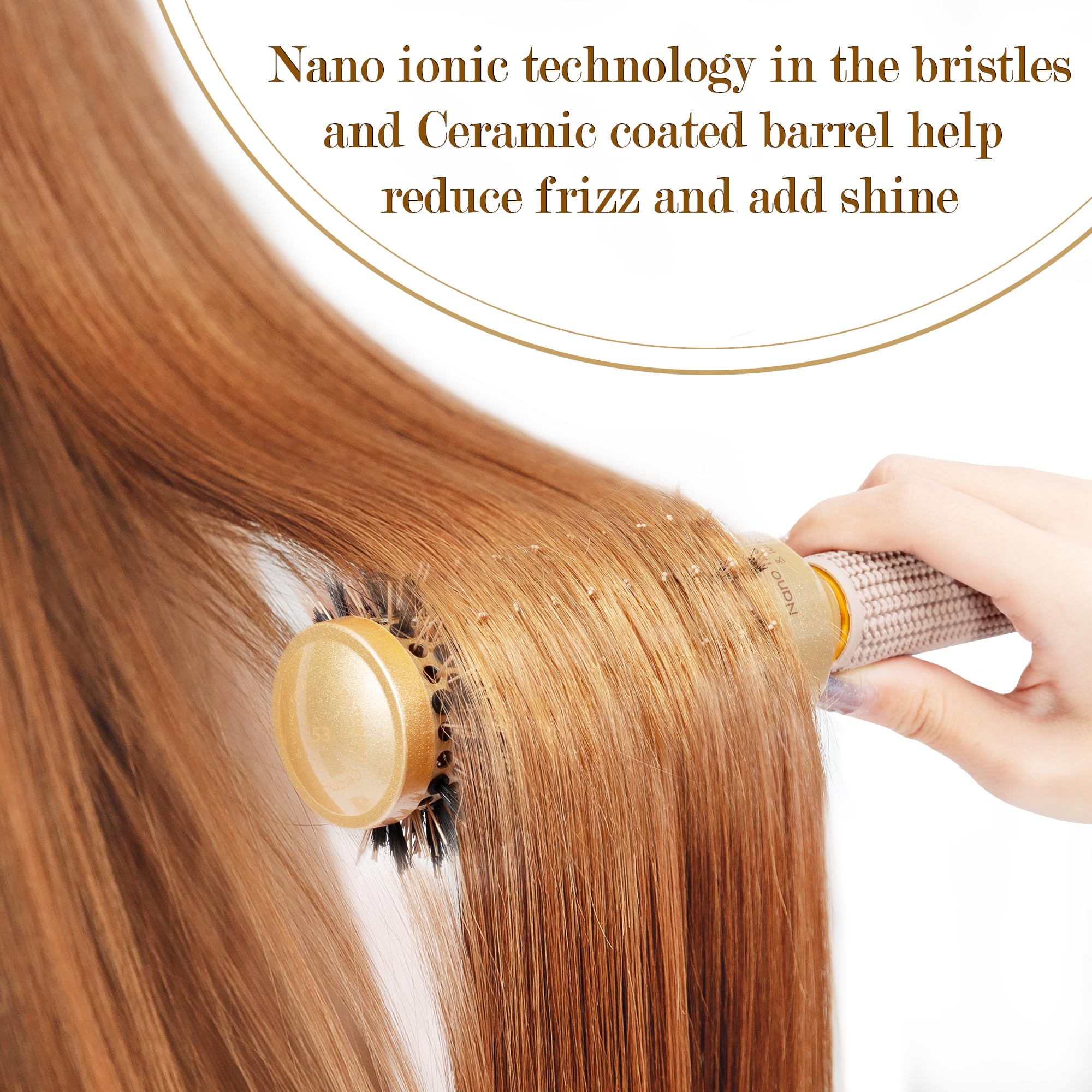 Stylemate Round Hair Brush For Blow Out, Nano Thermal Ceramic & Ionic Tech, 1.3 Inch Barrel, Boar Bristles, Roller Brush For Blo