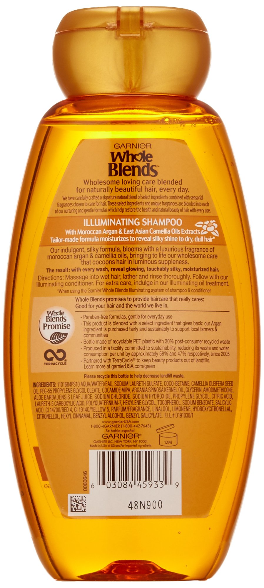Garnier Whole Blends Shampoo With Moroccan Argan & Camellia Oils Extracts, 12.5 Fl. Oz.