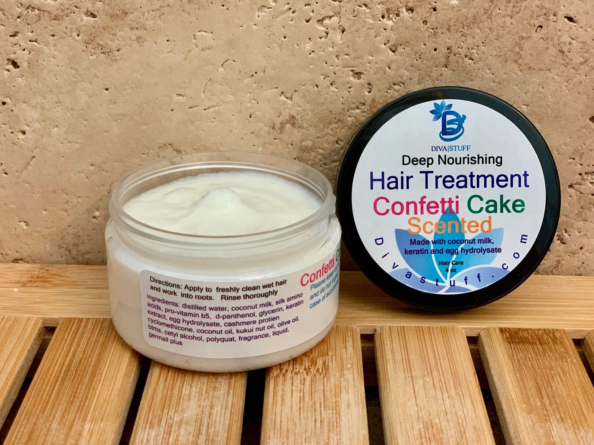 Confetti Cake Scented Hair Treatment With Coconut Milk, Keratin and Egg Hydrolysate, 4oz