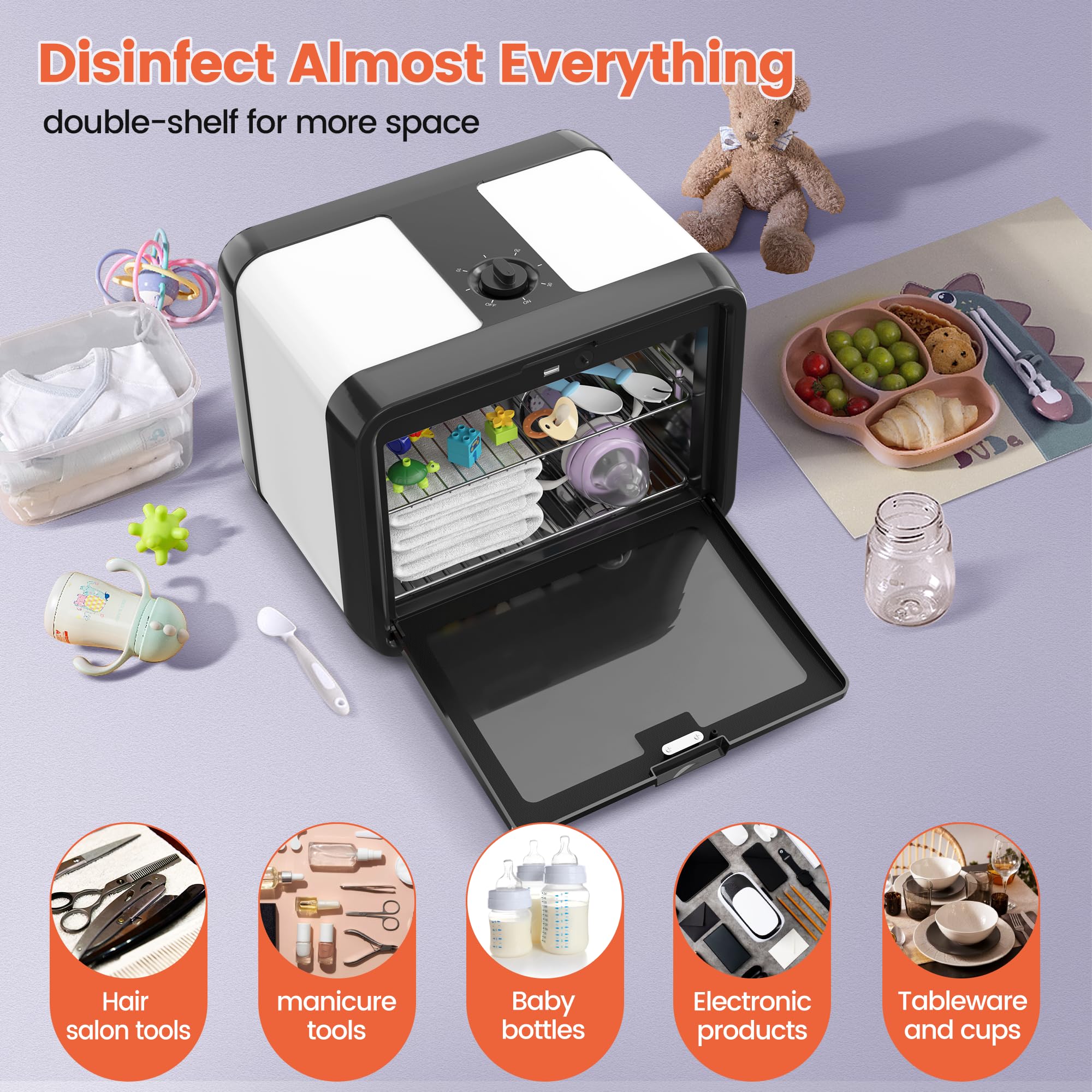 SalonDepot UV Sanitizer Cabinet 8L for Salon Tools & Smartphones - Black, Model JY-520