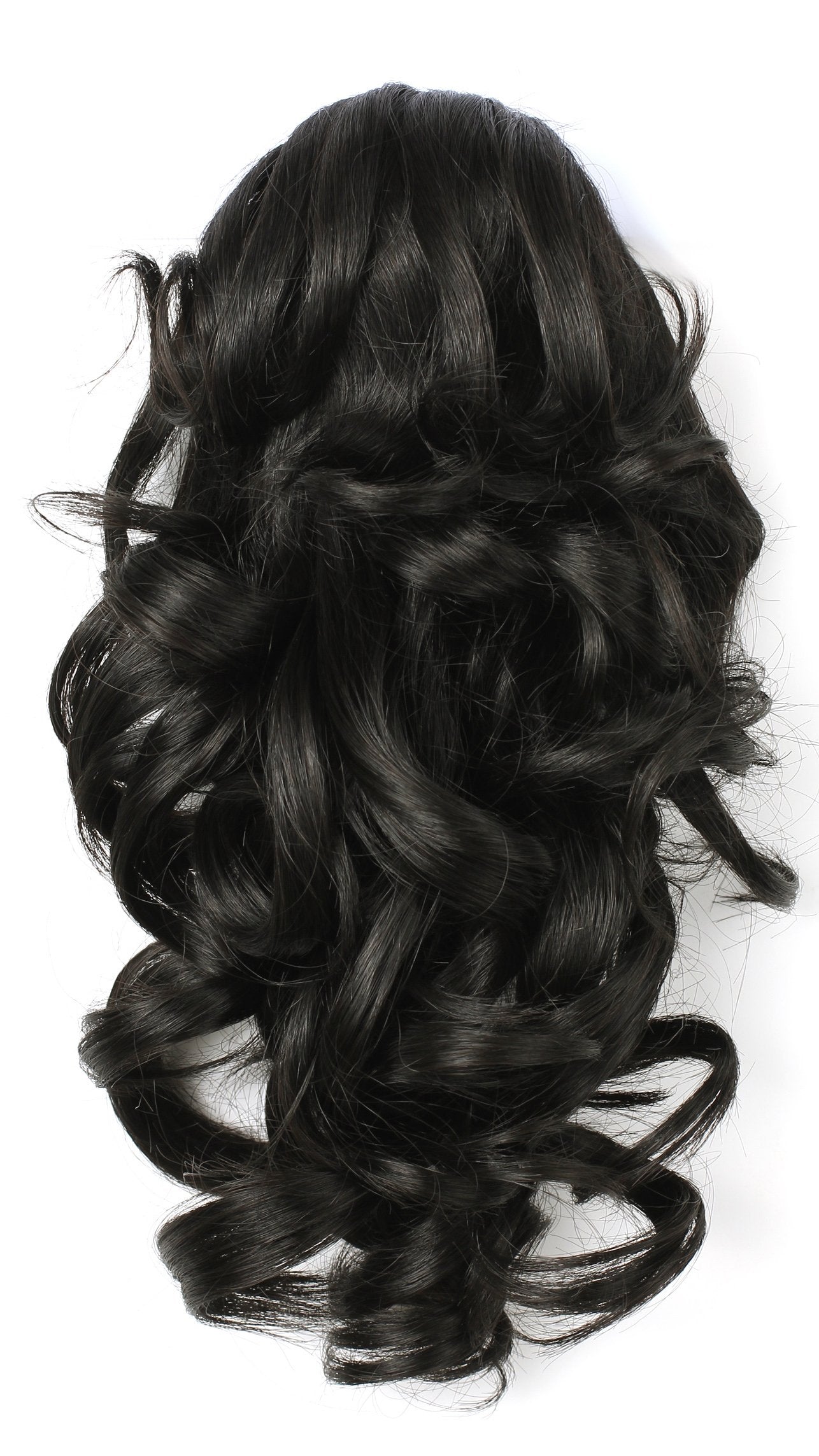 Onedor 12'' Synthetic Fiber Natural Textured Curly Ponytail Clip In/On Hair Extension Hairpiece (2# - Darkest Brown)