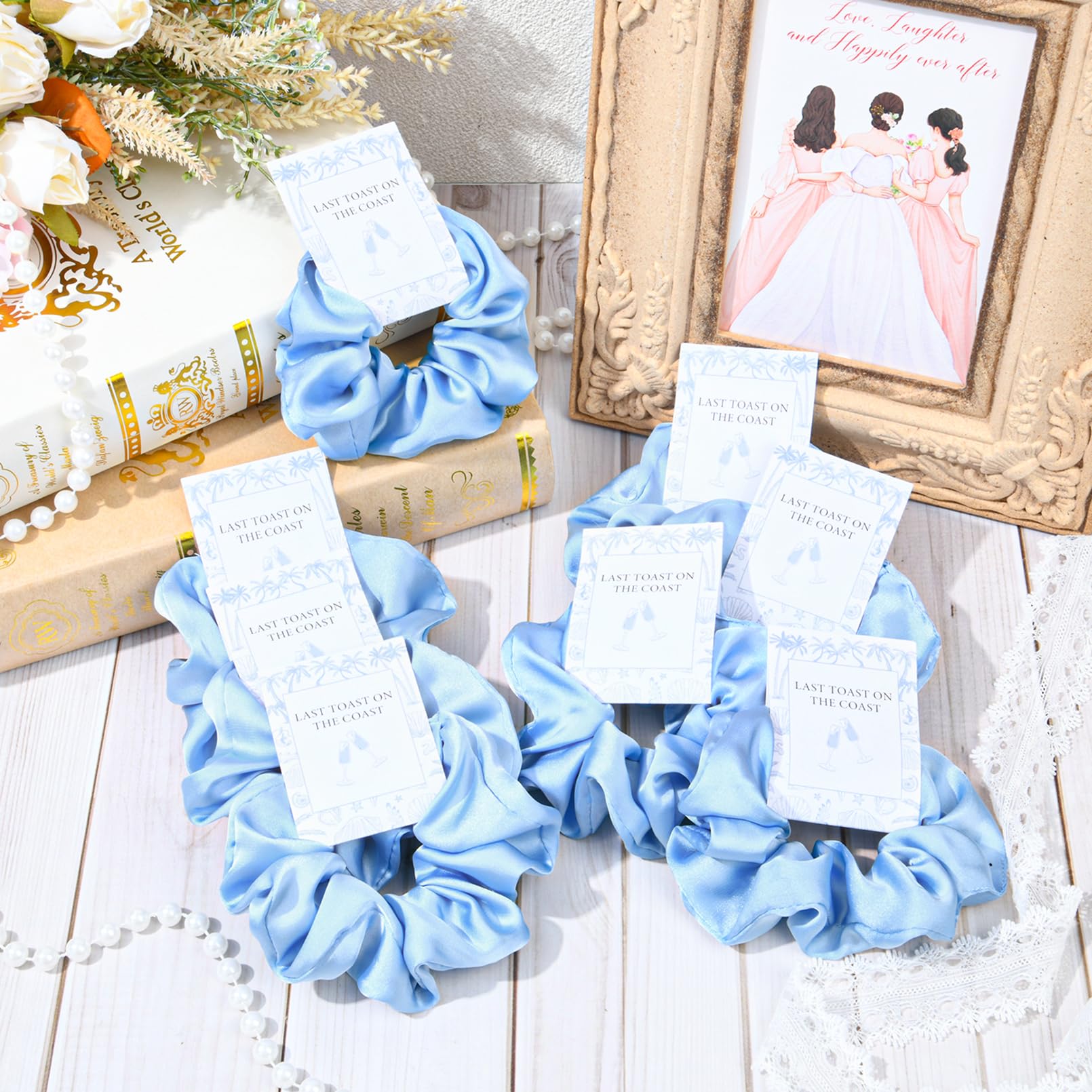 8 PCS Bridesmaid Proposal Gifts Bridesmaid Hair Scrunchies Bridesmaid Bridal Shower Gifts Silk Satin Soft Hair Accessories Bride