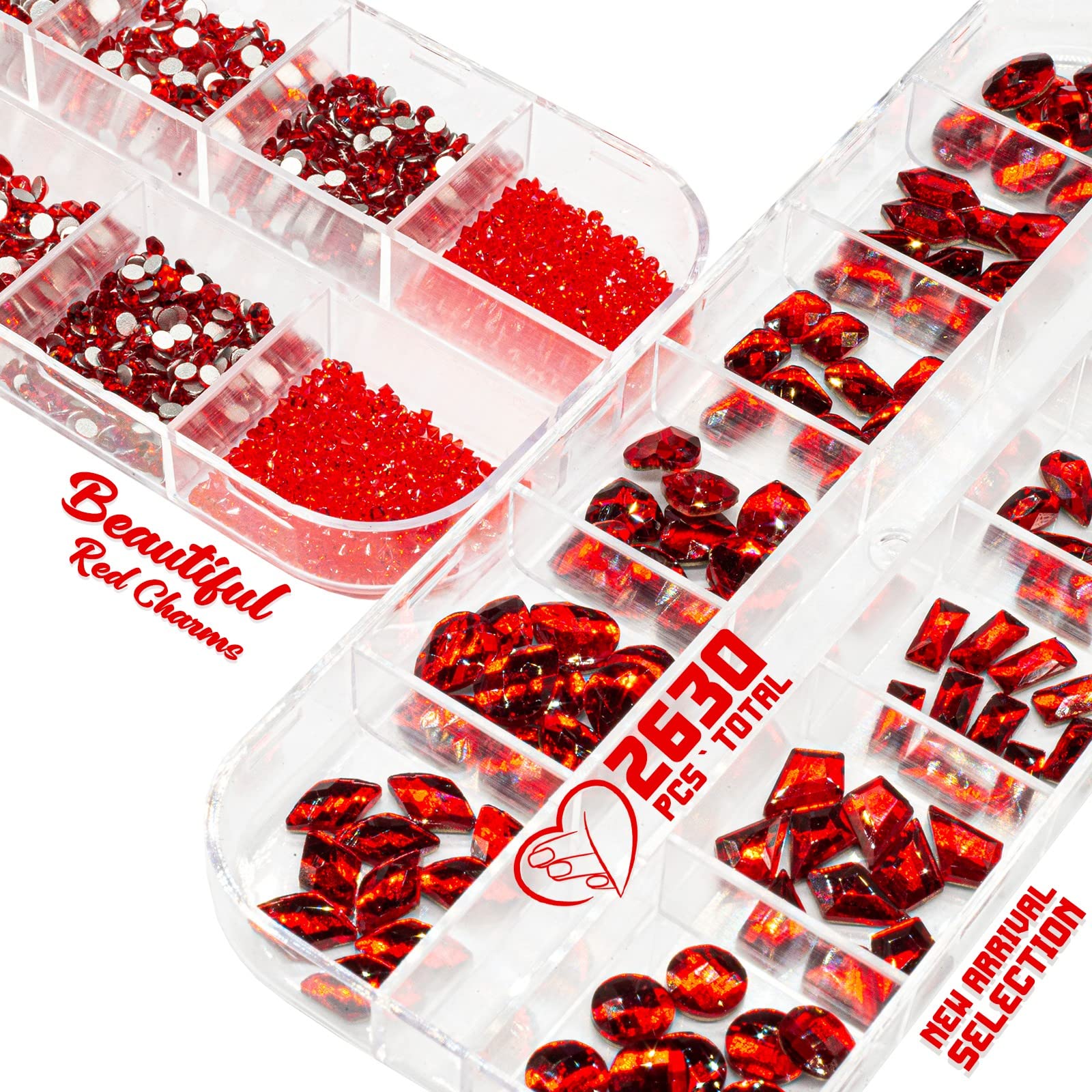 2630Pcs Red Nail Art Rhinestone Kit 120 Multi Shapes crystal Flatback Rhinestones gems 2510 Round Beads glass Stones Diamonds je