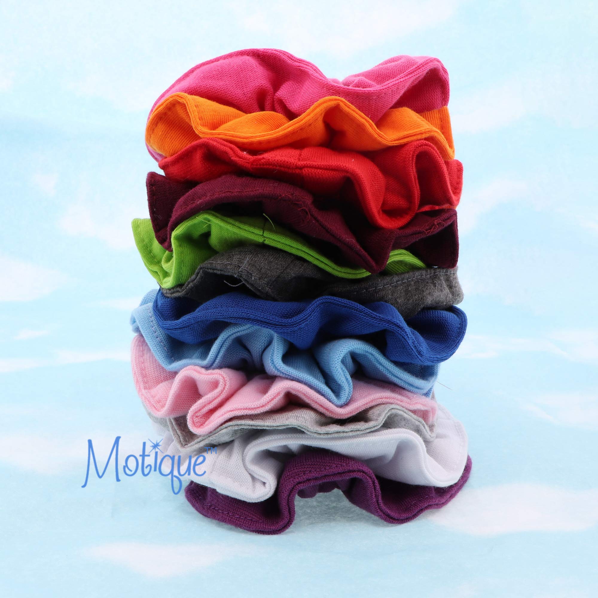 6 Pack Large Solid Scrunchies Hair Elastics-Navy
