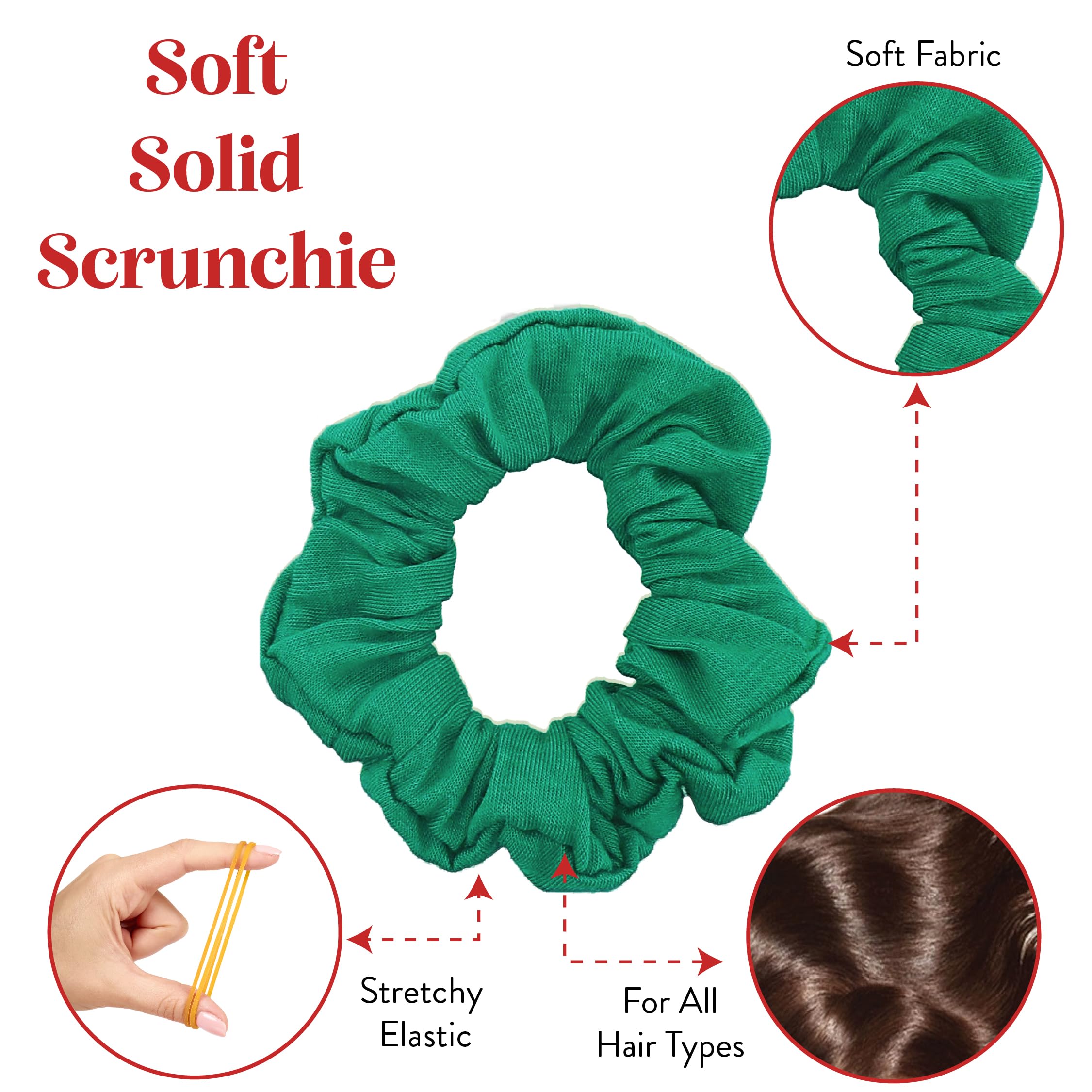 12 Pack Solid Hair Ties Scrunchies (Dark Green)