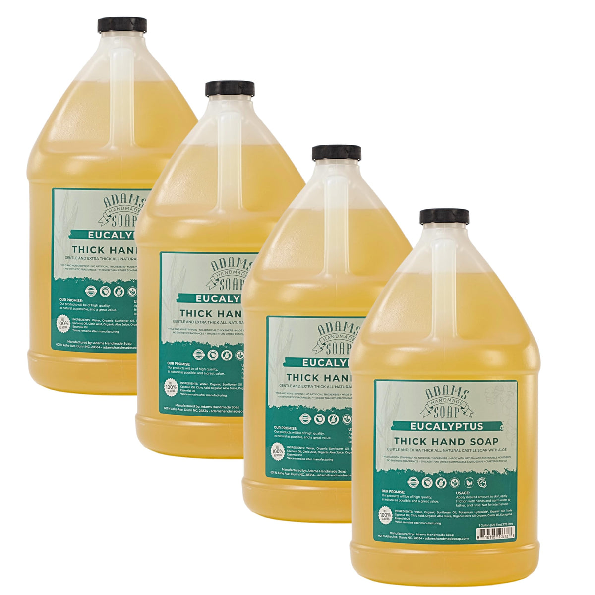 Adams Handmade Soap Thick Organic Castile Liquid Hand Soap 1 Gallon Refill - Eucalyptus (Pack Of 4)