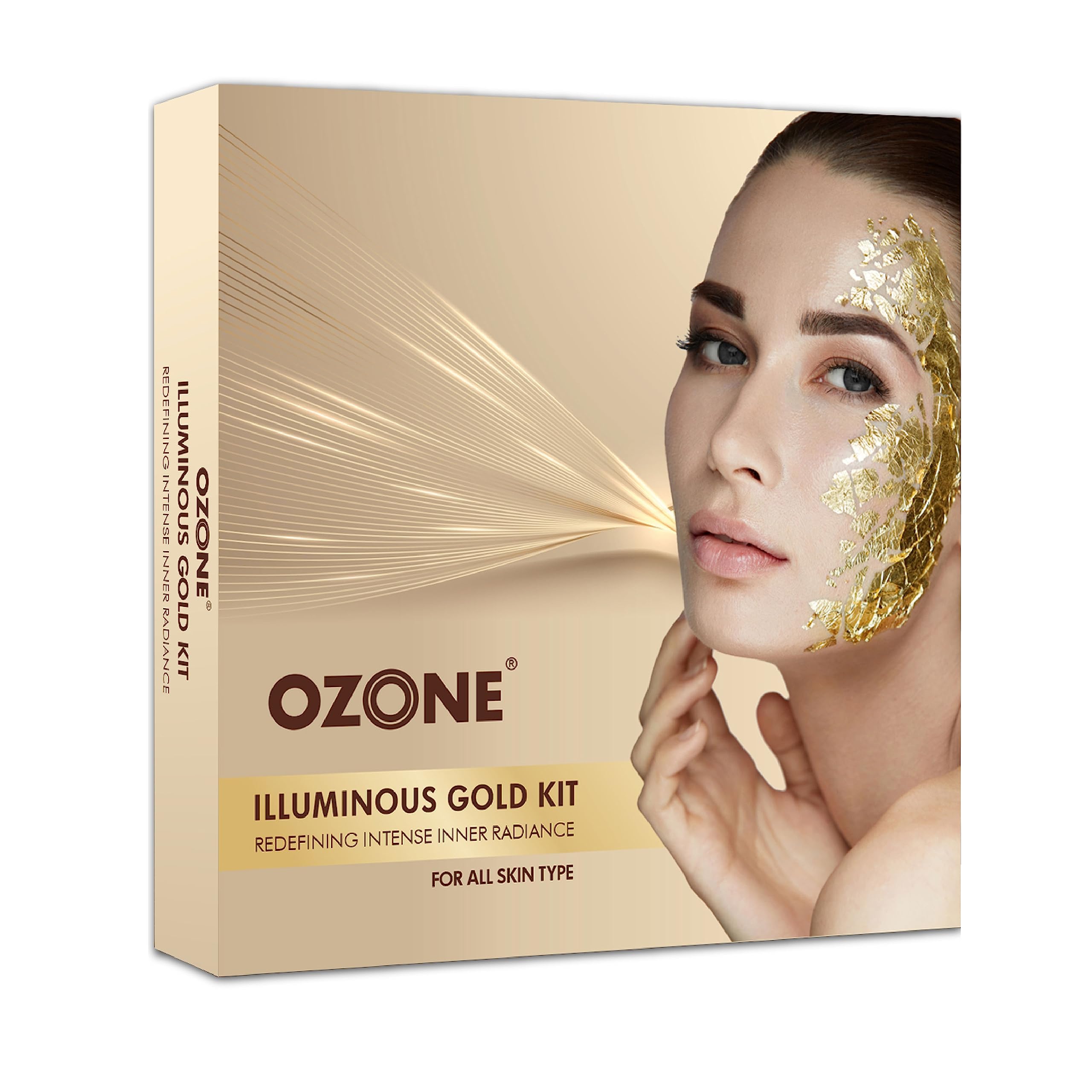 Ozone Illuminous Gold Facial Kit | Organic Facial Care For Gloden Glow & Radiant Skin | Winter Skin Care Kit For All Skin Types 