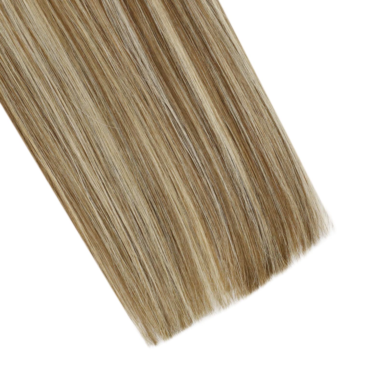 Ugeat 16Inch Microlink Hair Extensions Human Hair #4/6/613 Balayage Brown With Blonde Micro Loop Ring Hair Extensions 50Gram 1G/
